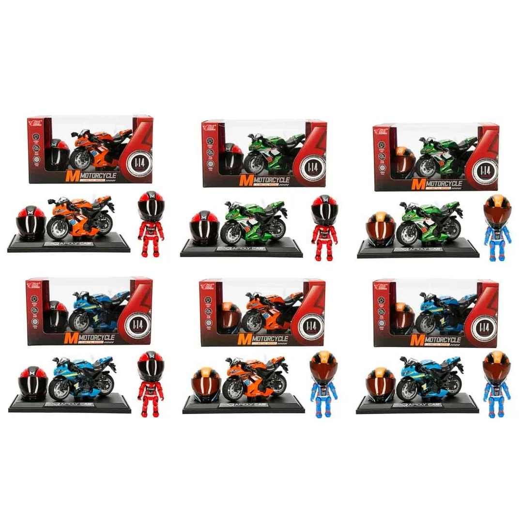 1:14 Sesli ve Işıklı Die Cast Çek Bırak Yarış Motosikleti S00005831 - 1 Adet Stokta Olan Gönderilir