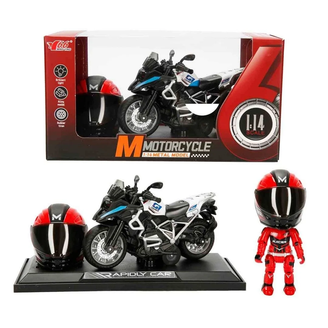 1:14 Sesli ve Işıklı BMW Off-Road Die Cast Çek Bırak Motosiklet - 1 Adet Stokta Olan Gönderilir