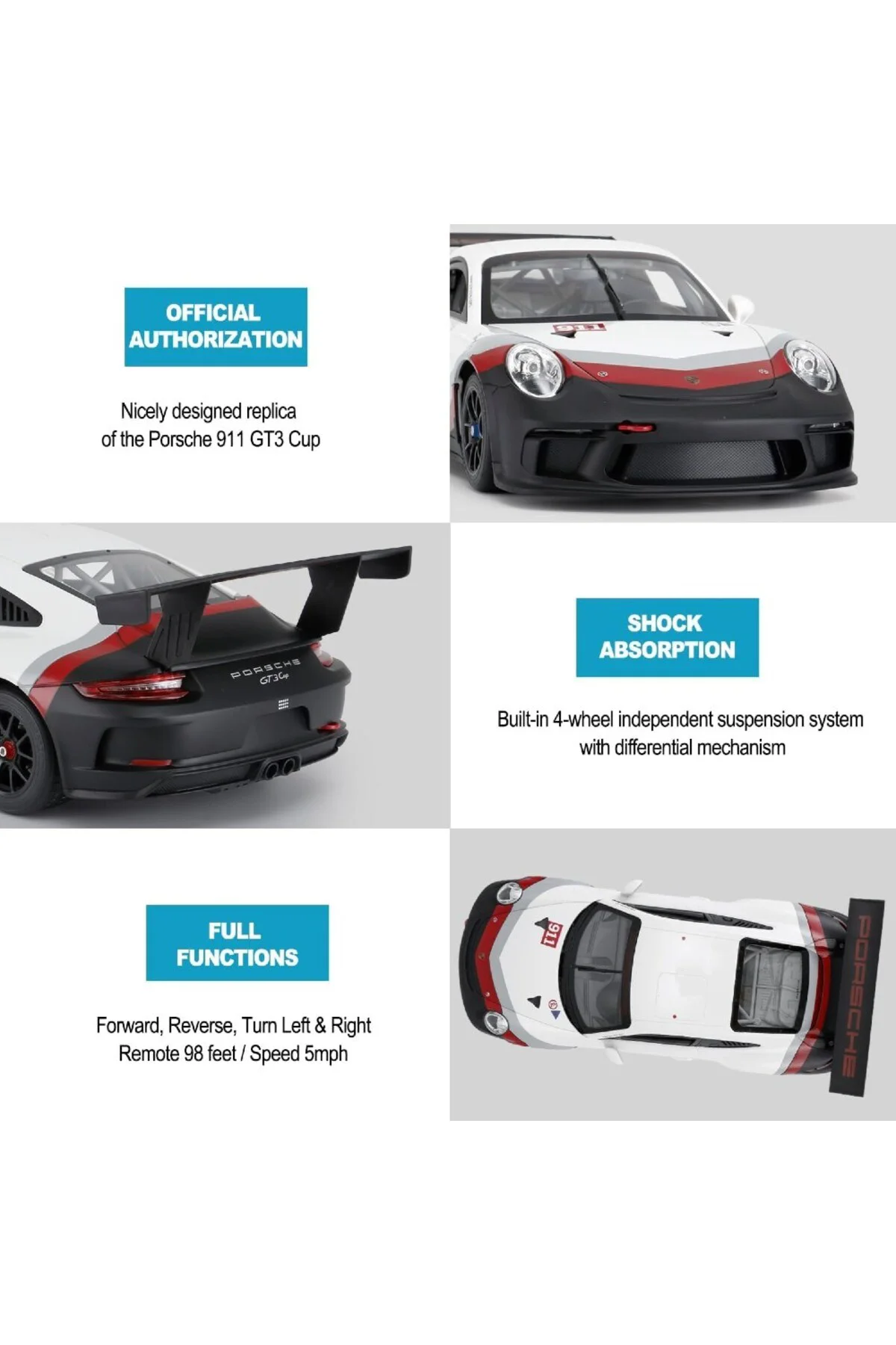 1:14 Uzaktan Kumandalı Araba Porsche 911 Gt3 Cup 2.4 Ghz