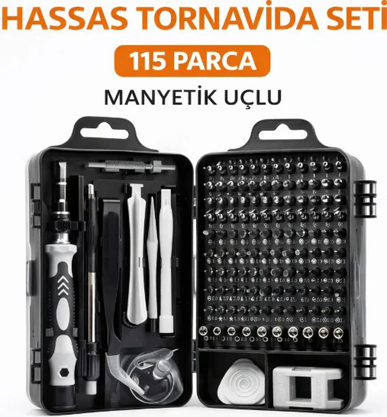 115 Parça Manyetik Uçlu Hassas Tornavida Seti