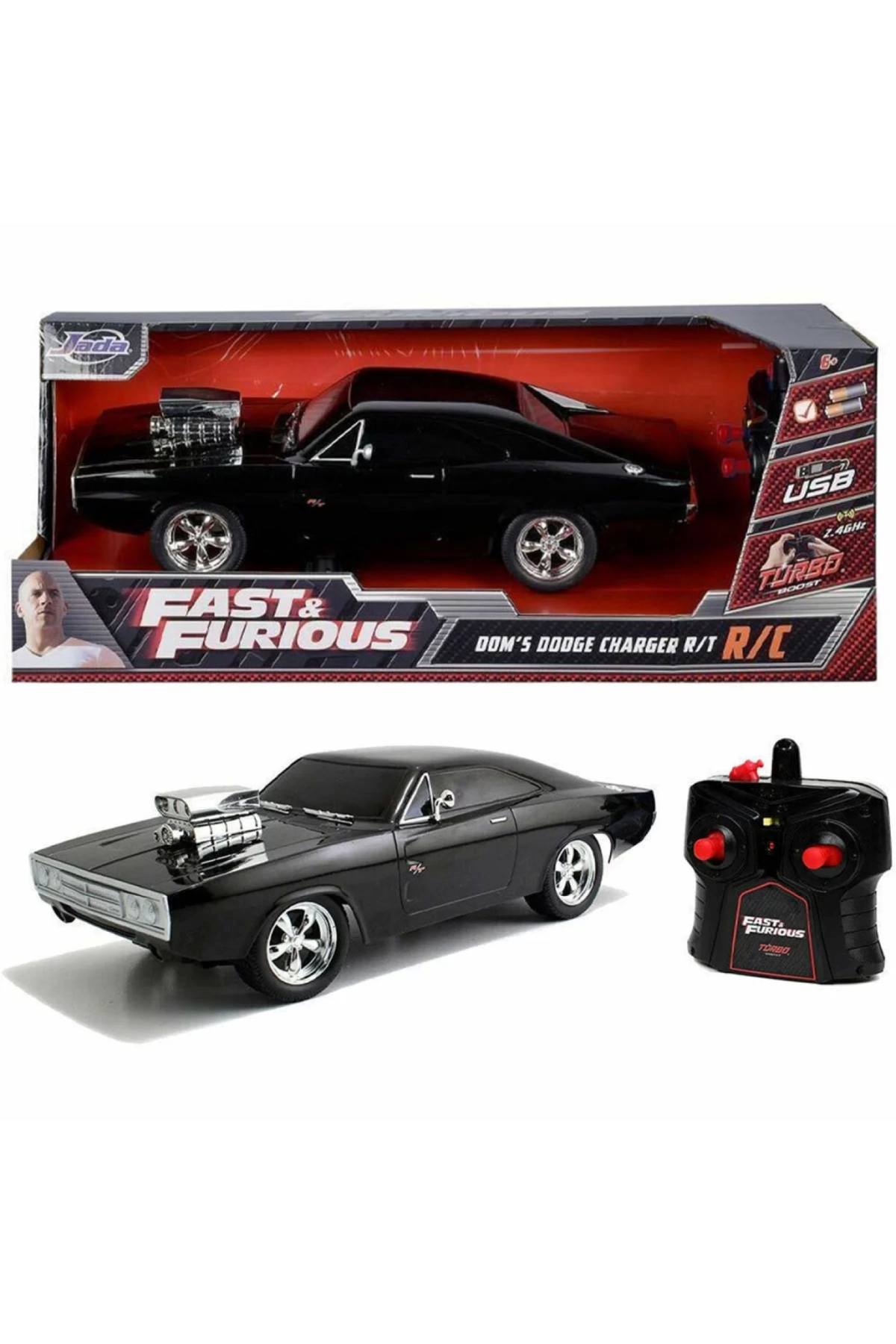 Jada Toys 1:16 Fast & Furious 1970 Kumandalı Dom's Dodge Charger R/T Turbo