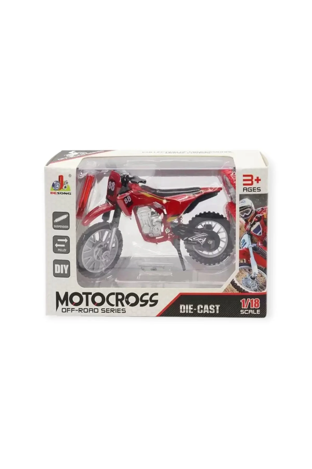 1:18 Ölçekli Model Motosiklet - DS928 - Kırmızı (Lisinya) TYGOO