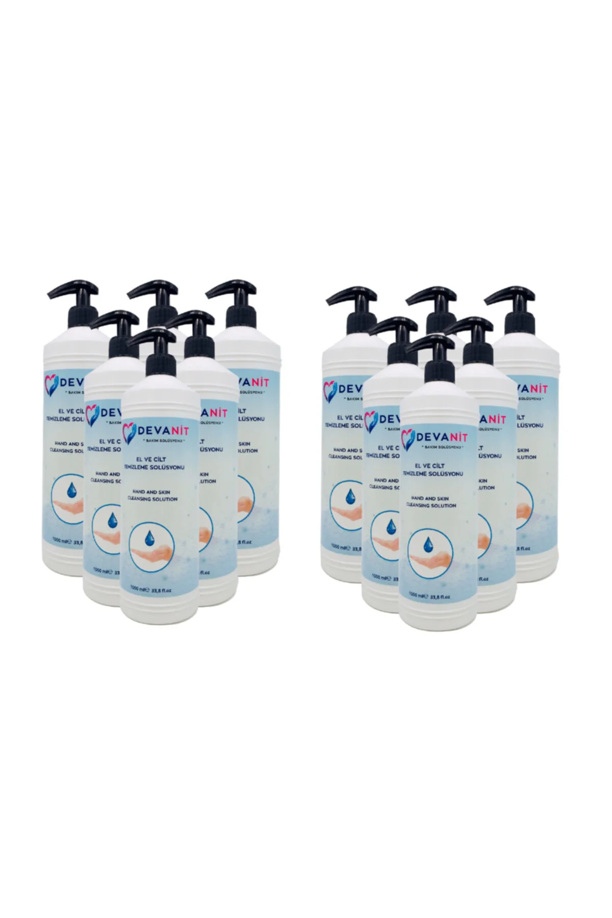 12 Adet 1000 ml Solüsyon Devanit Dezenfektan El Temizleme Jeli