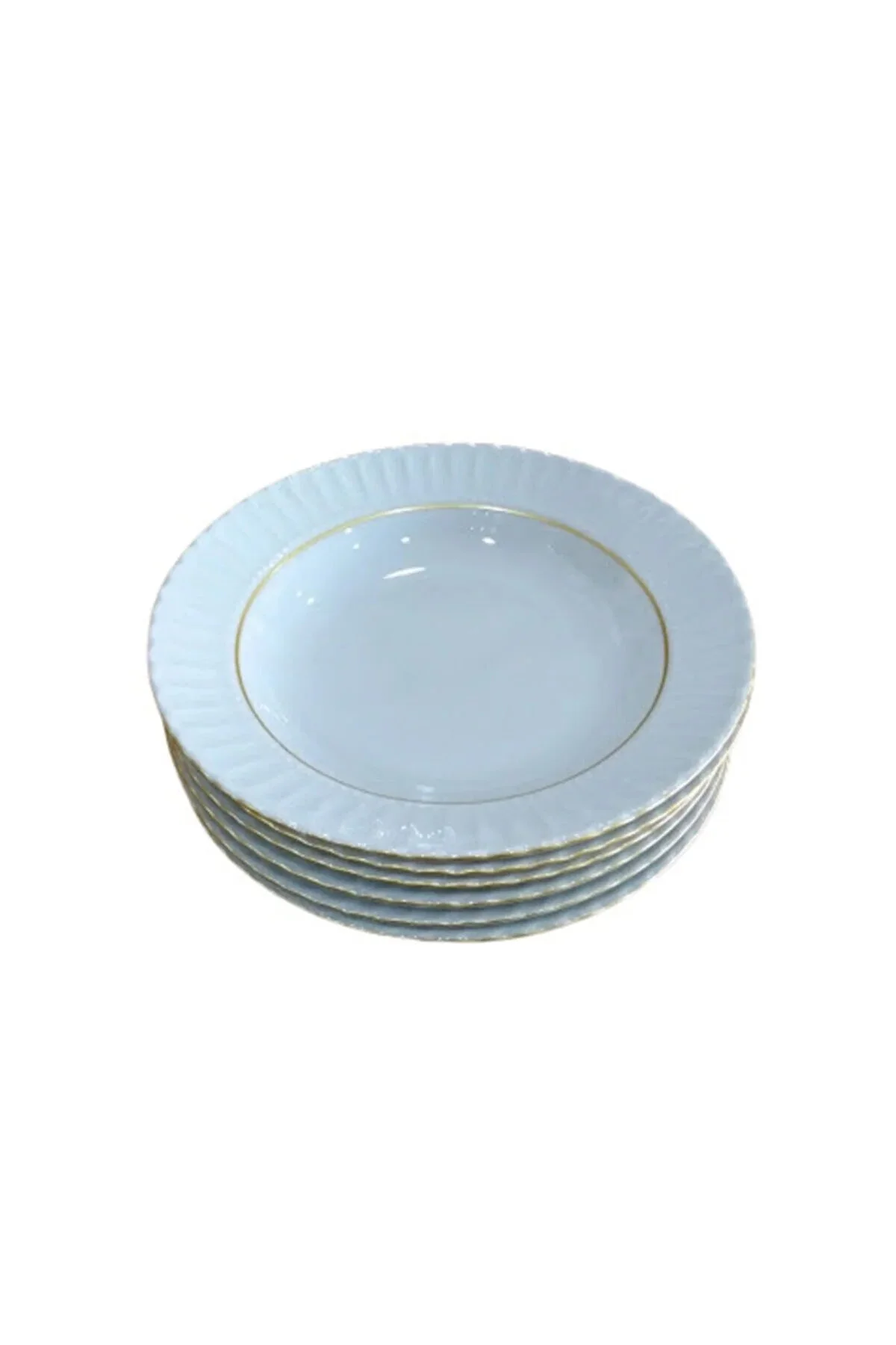12 Adet 19 cm Porselen Altın Yaldızlı Çukur Tabak Yemek Tabağı