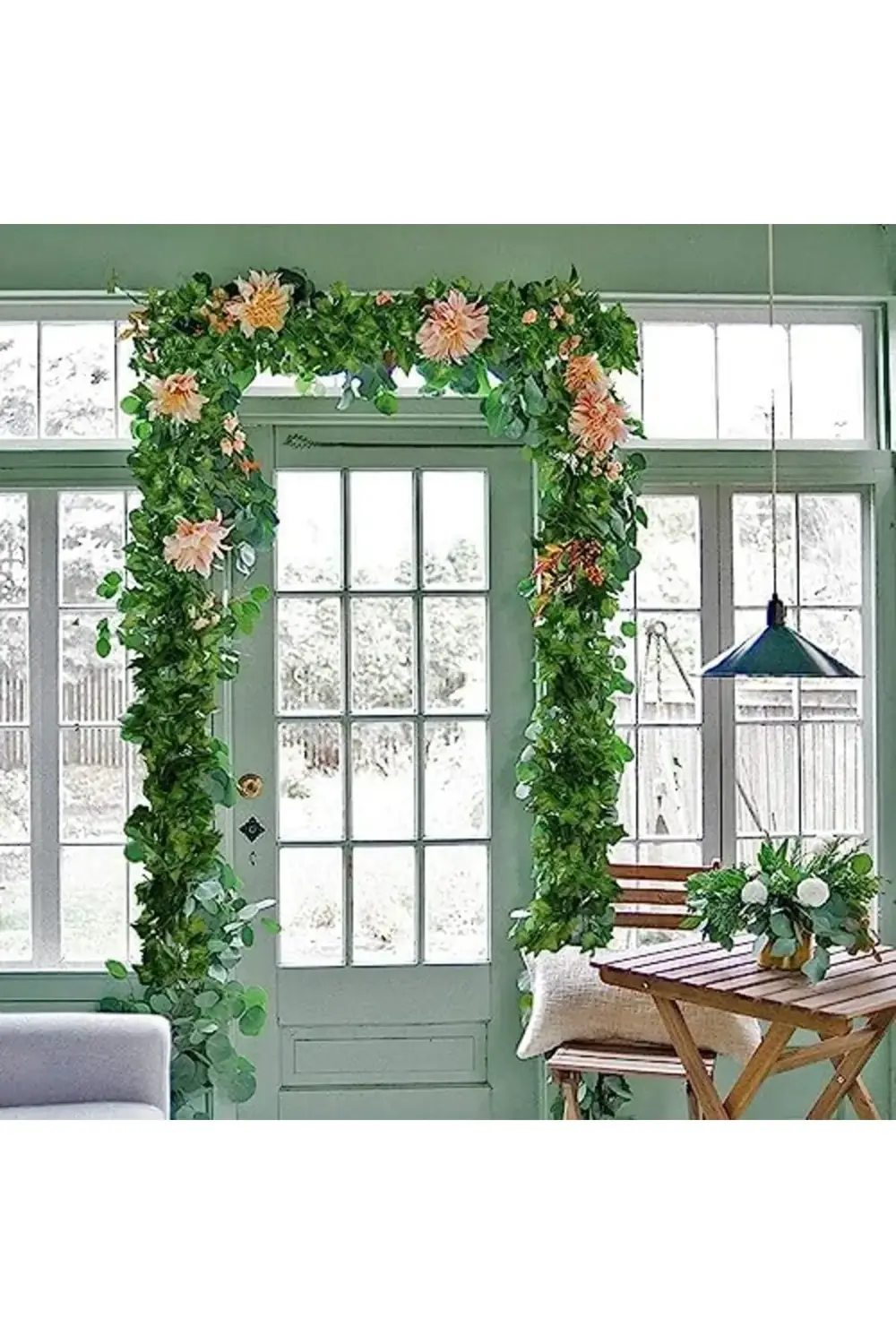 12 Adet 240 cm Yapay Sarmaşık Yaprak – Görünümlü Dekoratif Bitki,