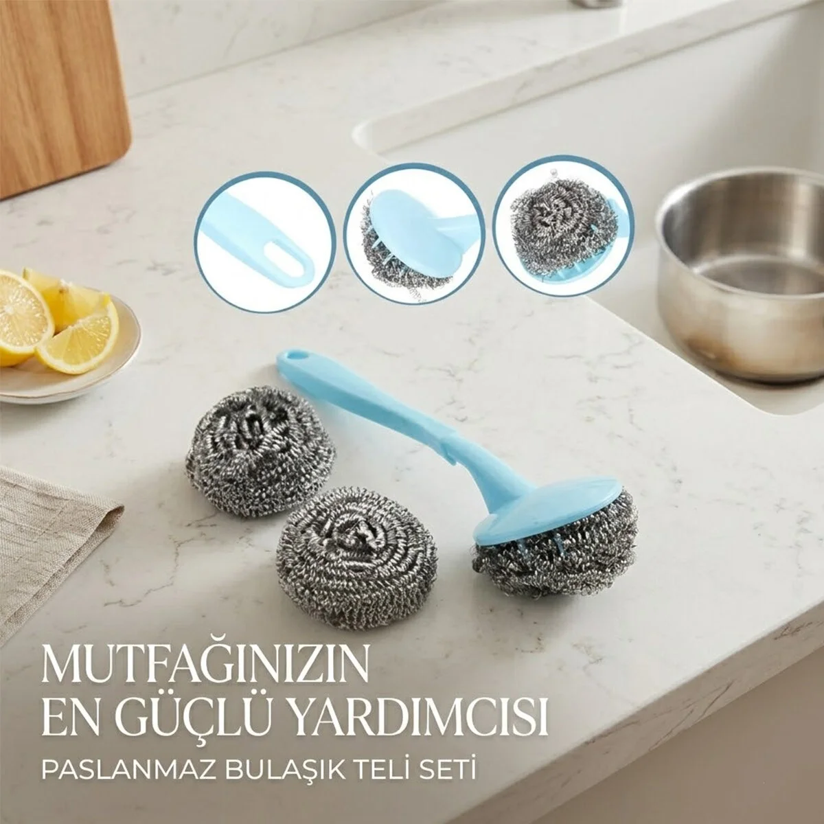 12 Adet 3+1 Bulaşık Top Teli Uzun Saplı Bx40 Fiyatı, Yorumları ve Özellikleri