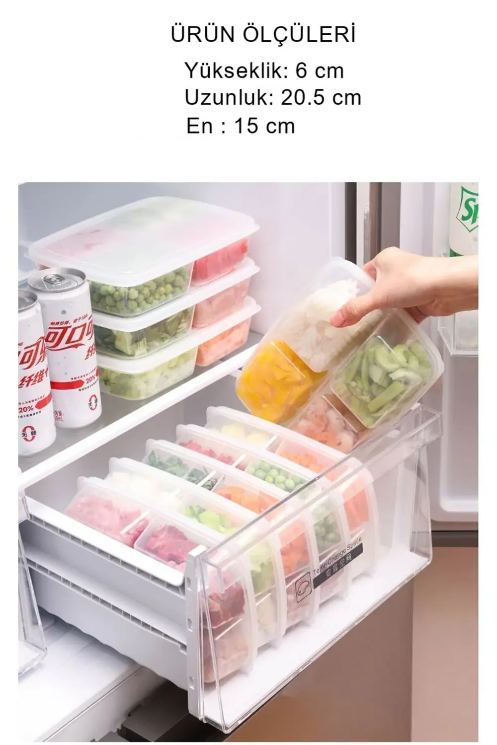 12 Adet 4 Bölmeli 1000 ml Kapaklı Difrize Uygun Buzluk Saklama Ku