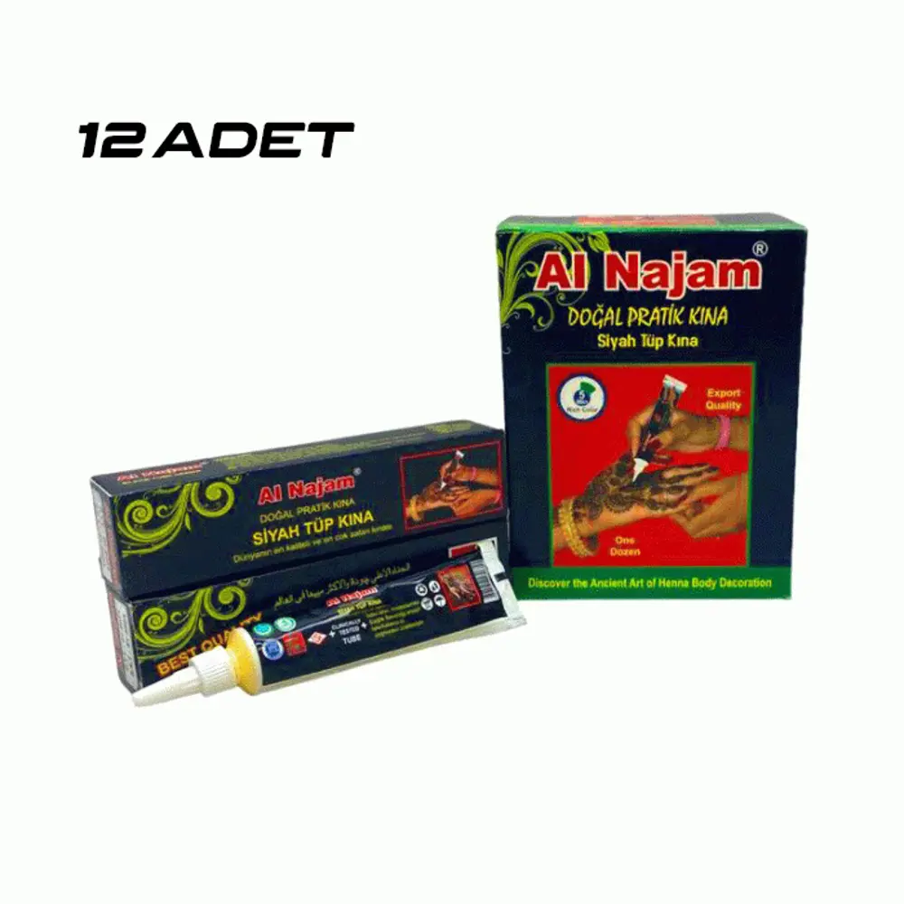 12 ADET AL NAJAM SİYAH TÜP KINA 30GR (4741)