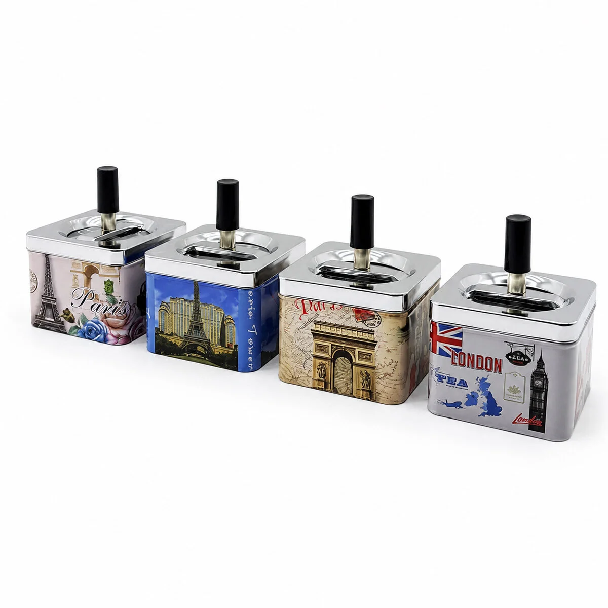 12 Adet Ashtray Kare - Basmalı Metal Küllük