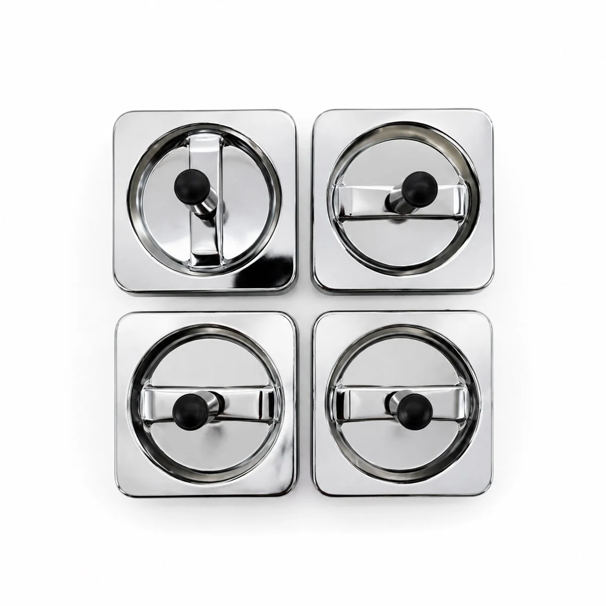 12 Adet Ashtray Kare - Basmalı Metal Küllük