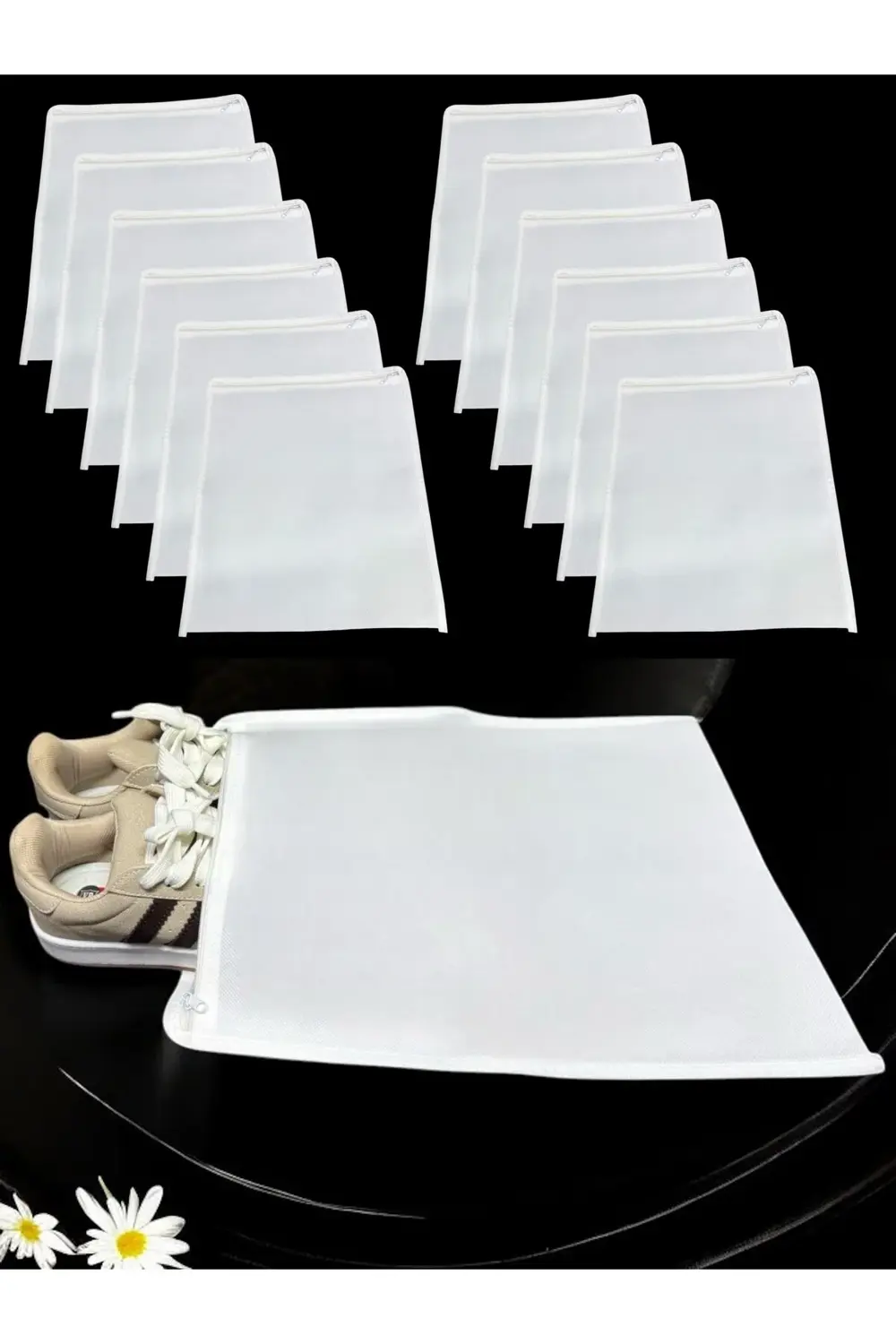 12 Adet Beyaz Ayakkabı Saklama Çantası Seyahat Hurcu Çok Amaçlı F