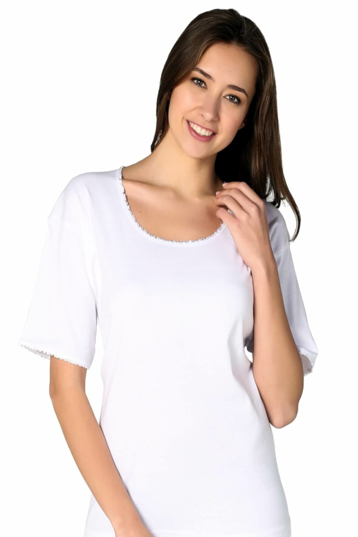 Seher 12 Adet Beyaz Renk Yarım Kollu Kaşkorse Fanila