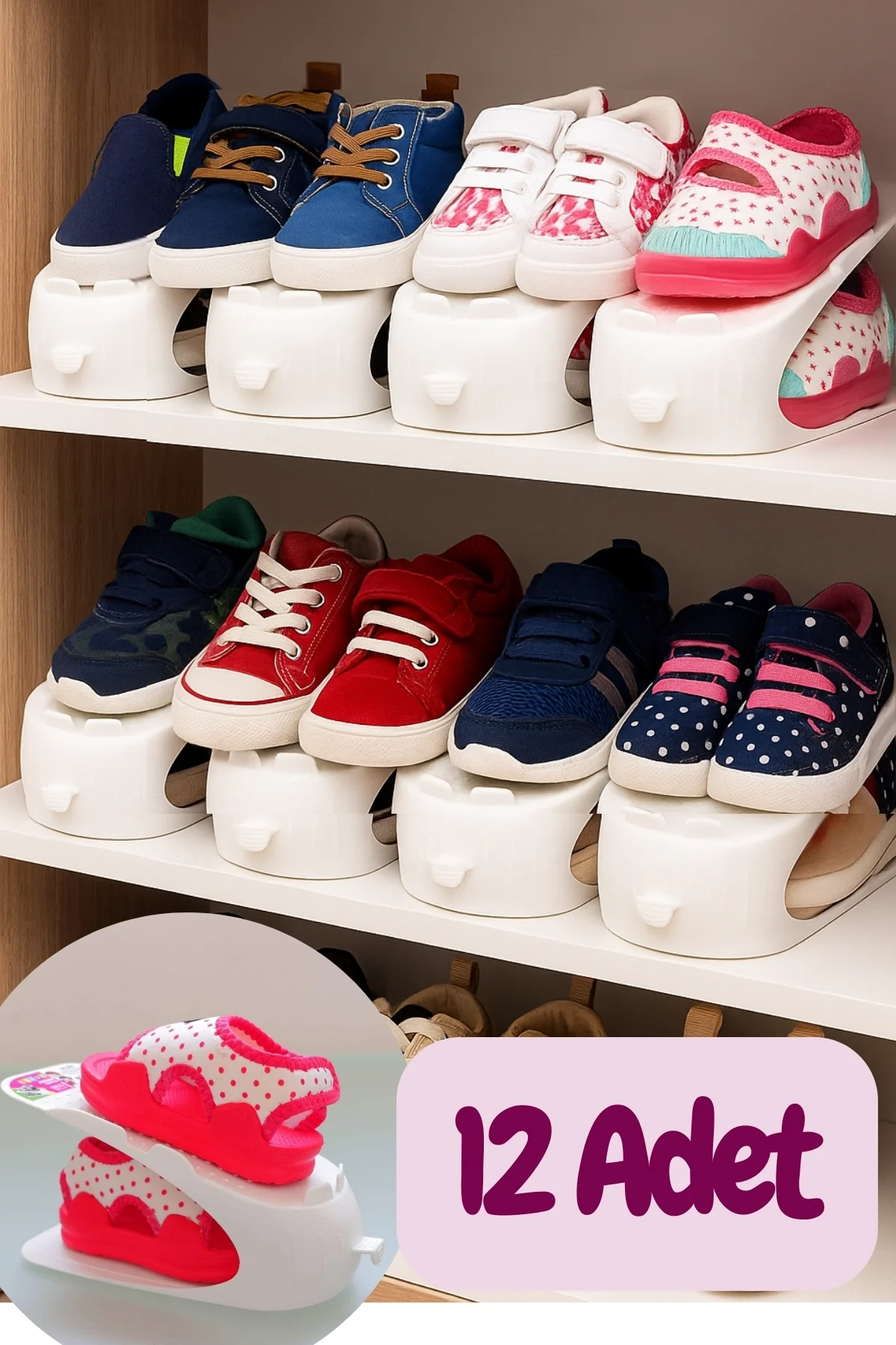 12 Adet Çocuk Ayakkabı Düzenleme Rampası, Çocuk Ayakkabı Rampası 