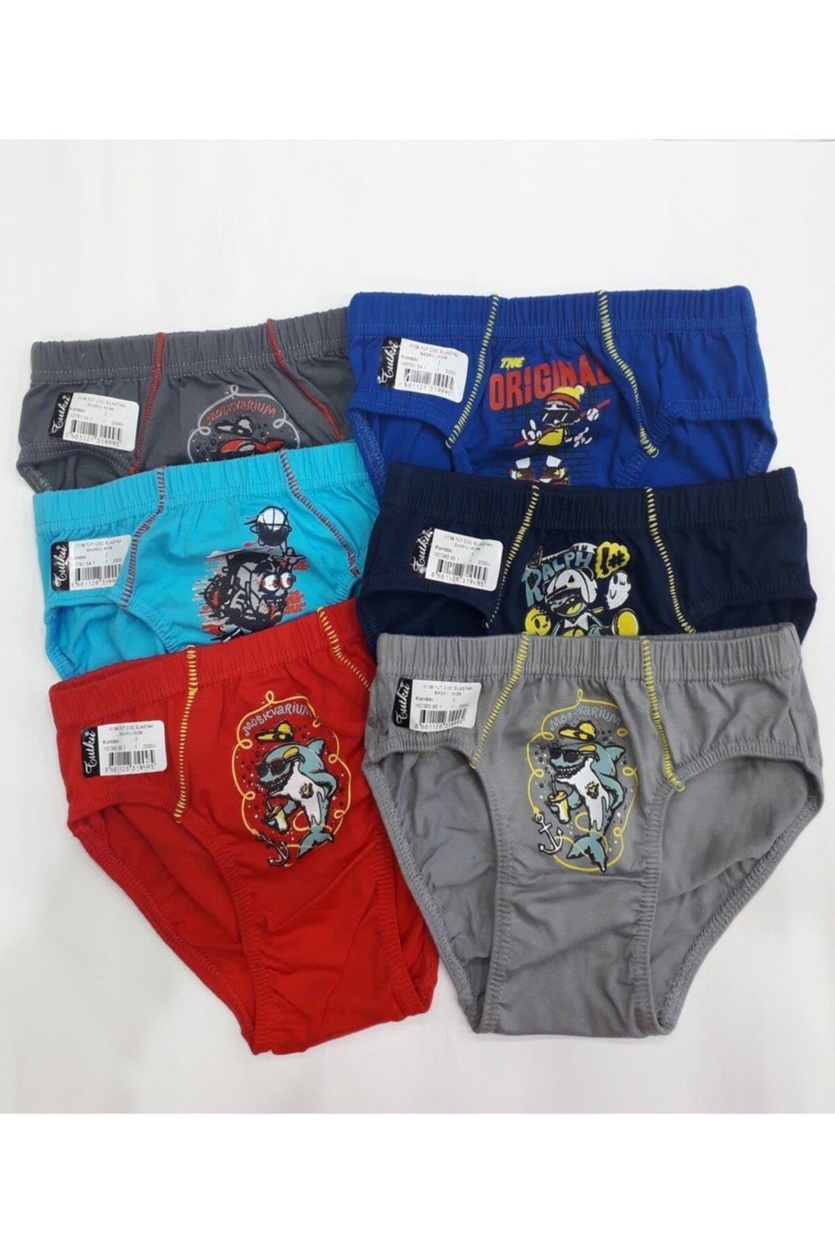 0138 Erkek Çocuk Renkli Slip Külot 12 Adet