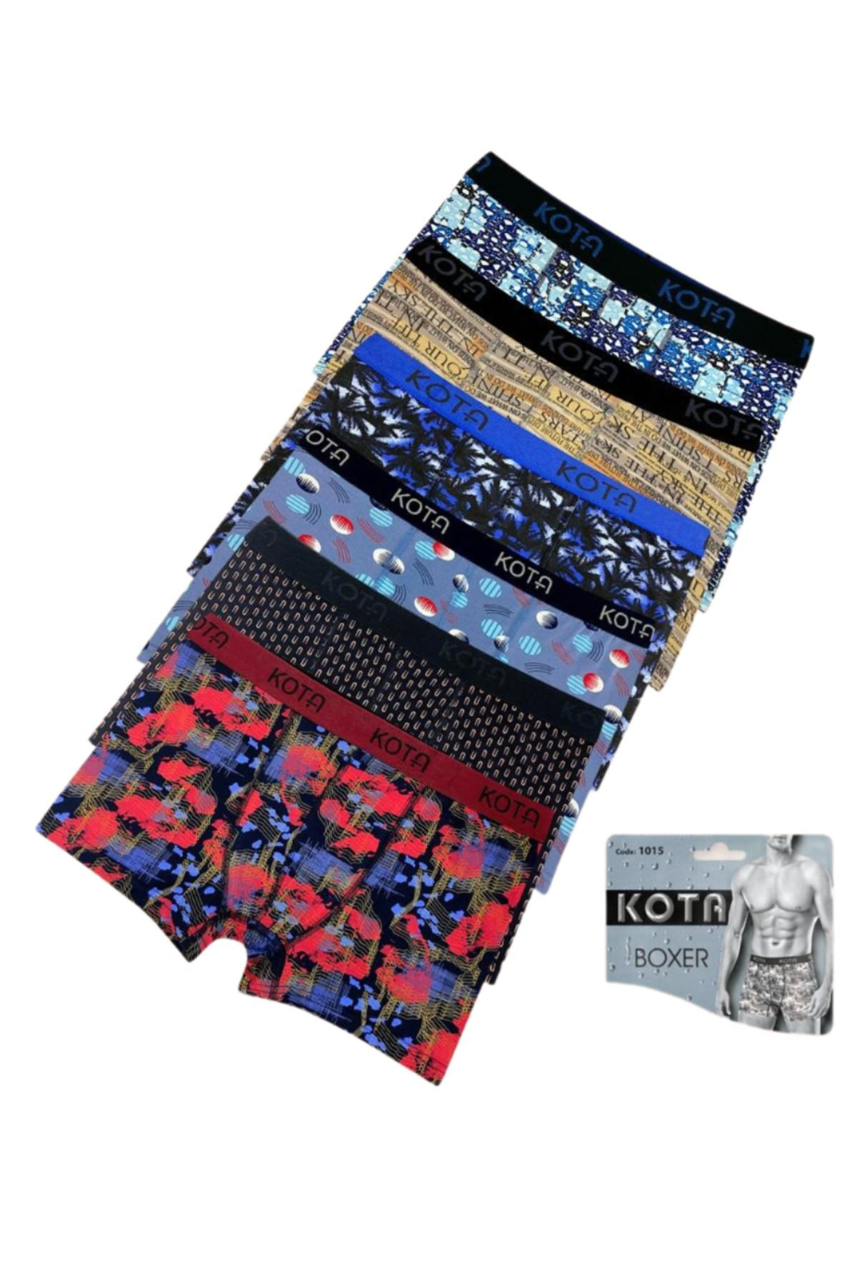 12 Adet Desenli Likralı Boxer