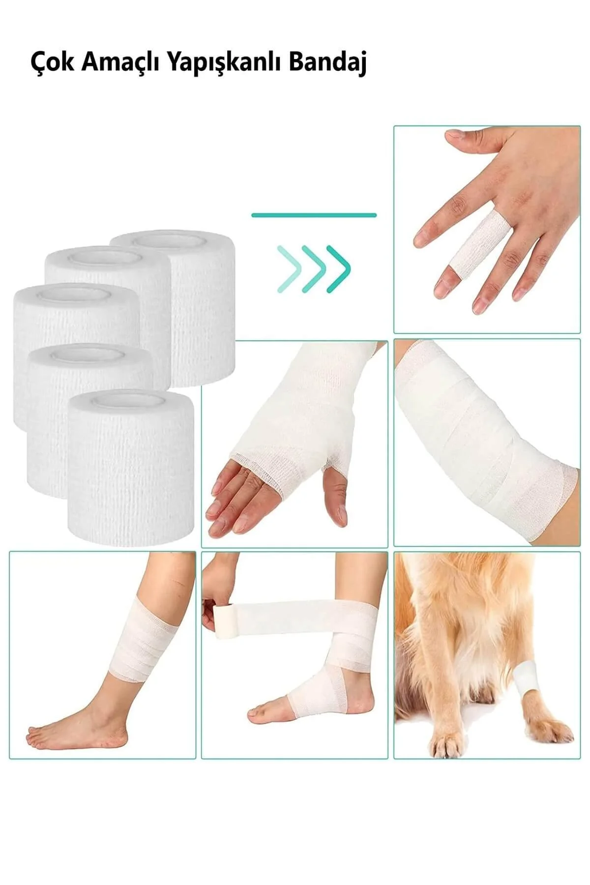 12 Adet Elastik Kendinden Yapışkanlı Koban Bandaj 5 cm - Görsel 4