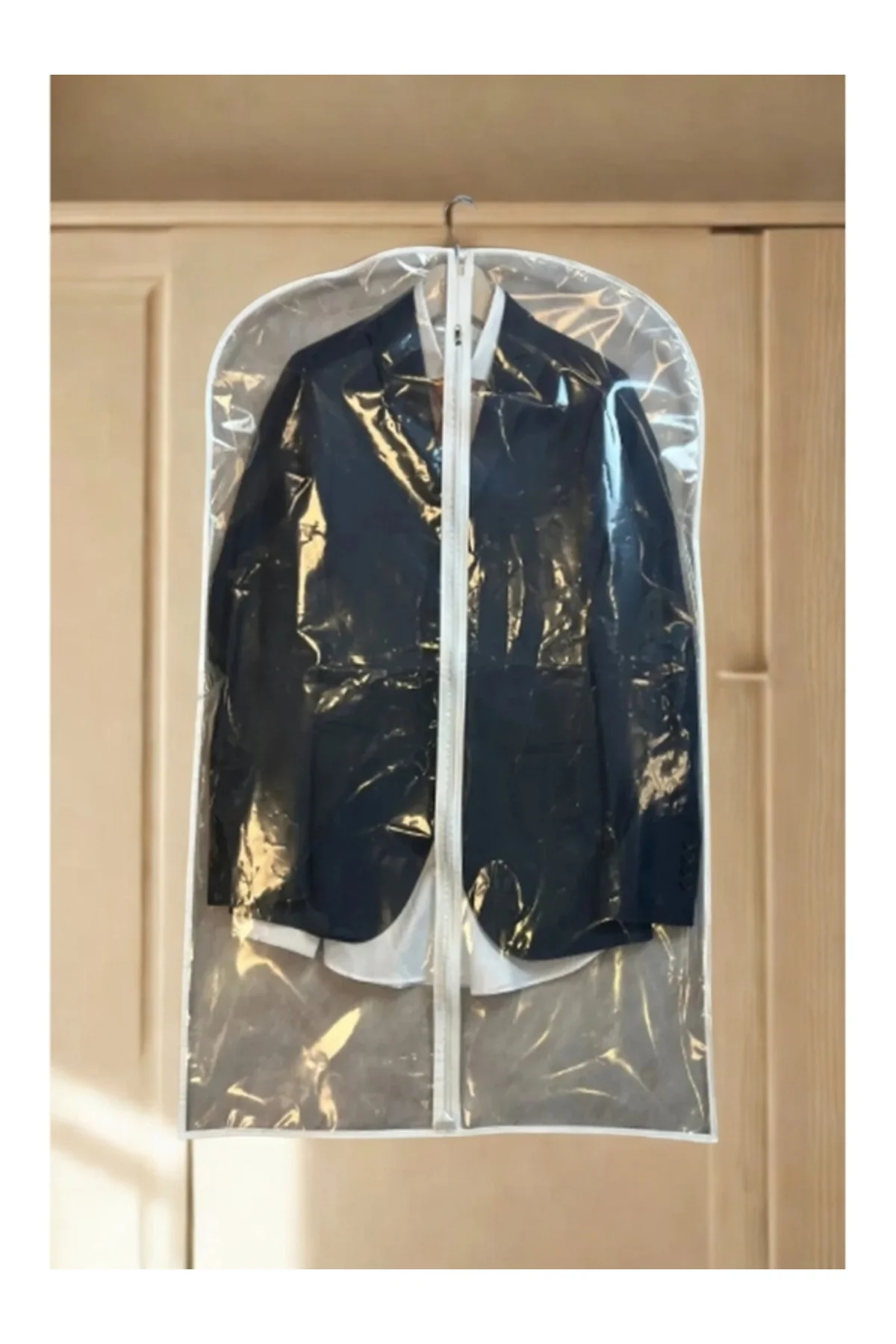 12 Adet Fermuarlı Şeffaf Elbise Koruma Poşeti, Takım Elbise Kılıf