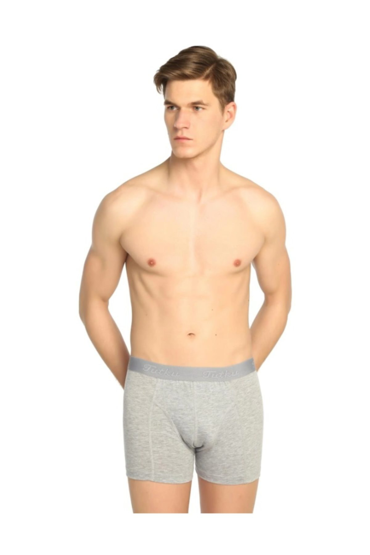 12 Adet Gri Renk Likralı Boxer