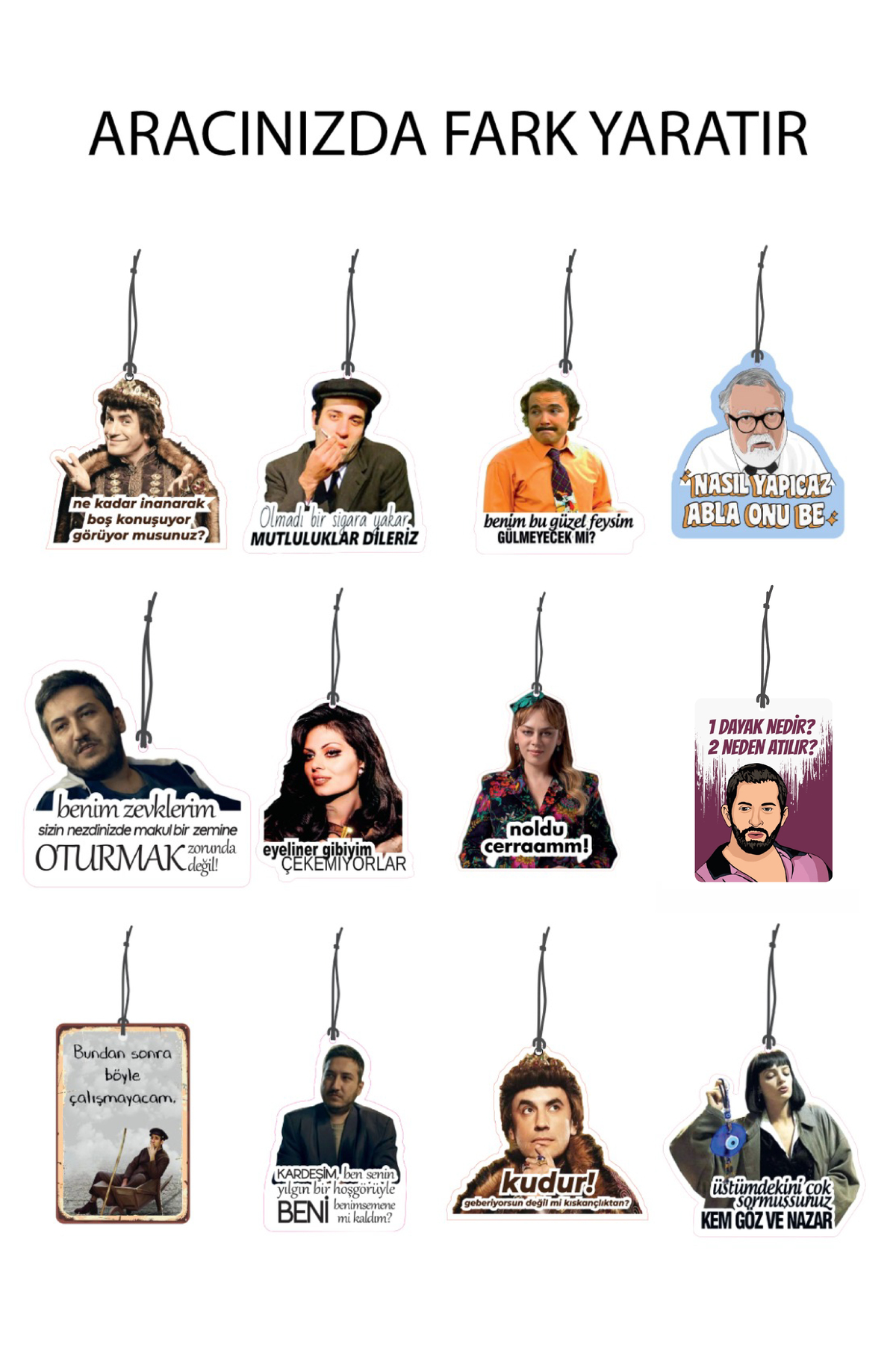 12 Adet Hem Eğlenceli Hem Gösterişli Dikiz Ayna Süsü Araba Kokusu