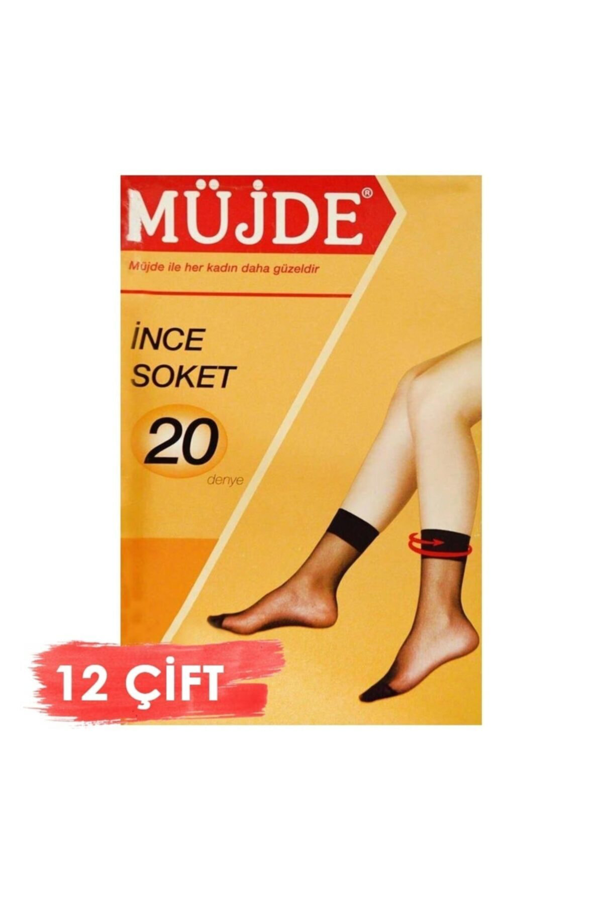 12 Adet Ince Soket Çorap - 20 Denye Ince Soket Bayan Çorap