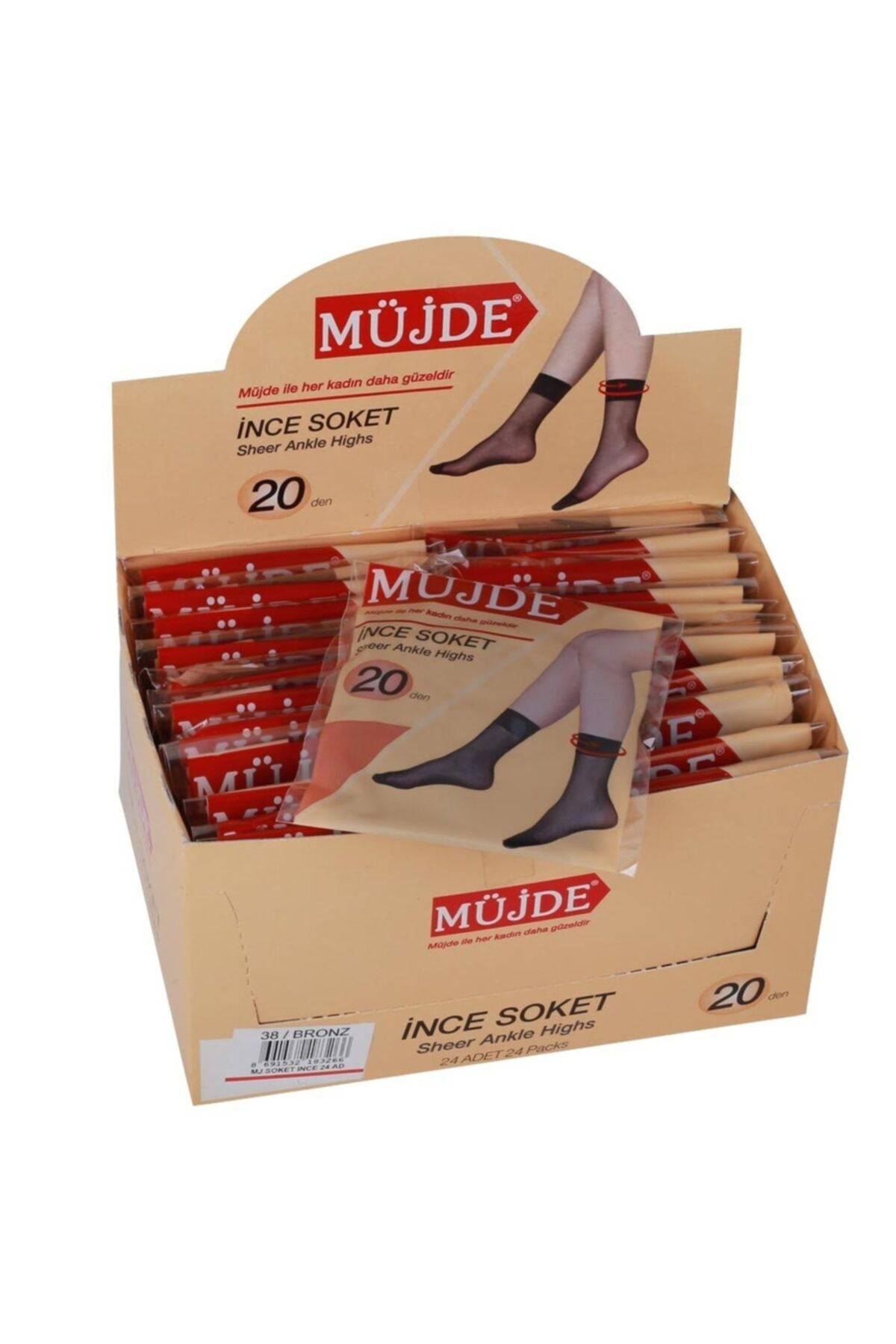 12 Adet Ince Soket Çorap - 20 Denye Ince Soket Bayan Çorap