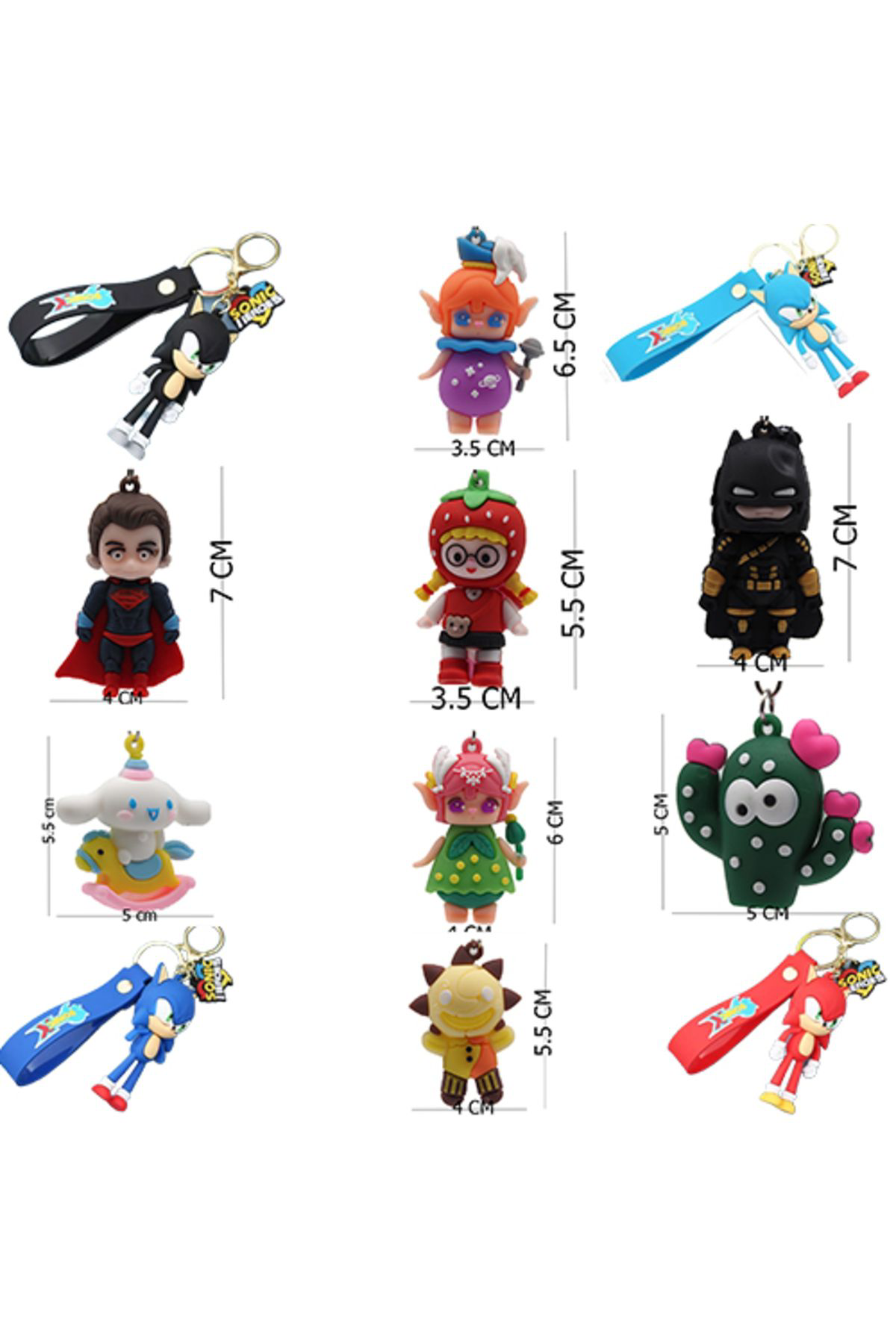 12 ADET KARIŞIK 3D ANAHTARLIKLAR MASKOT