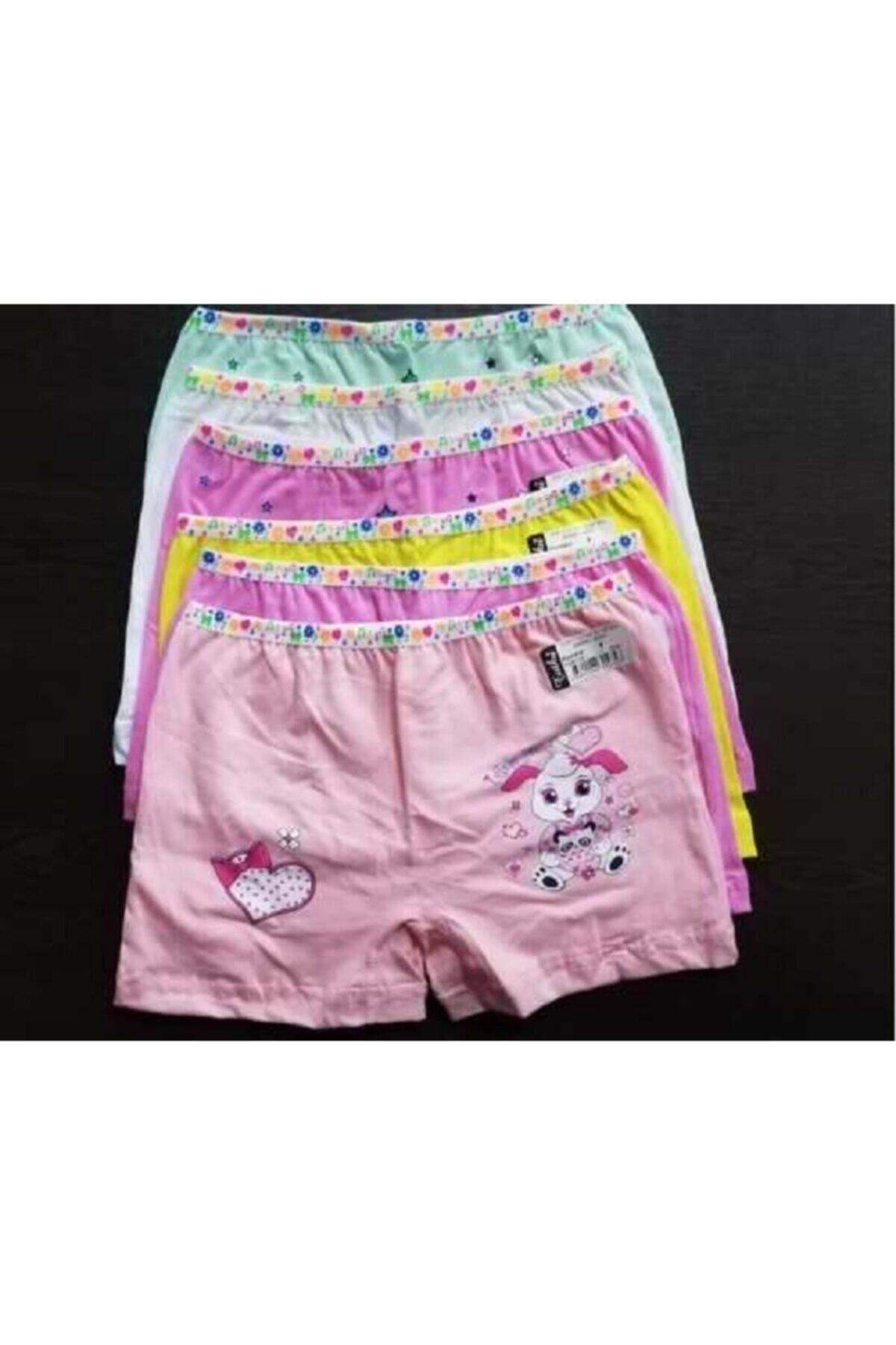 Tutku 12 Adet Kız Çocuk Baskılı Rengarenk Baskılı Pamuklu Boxer