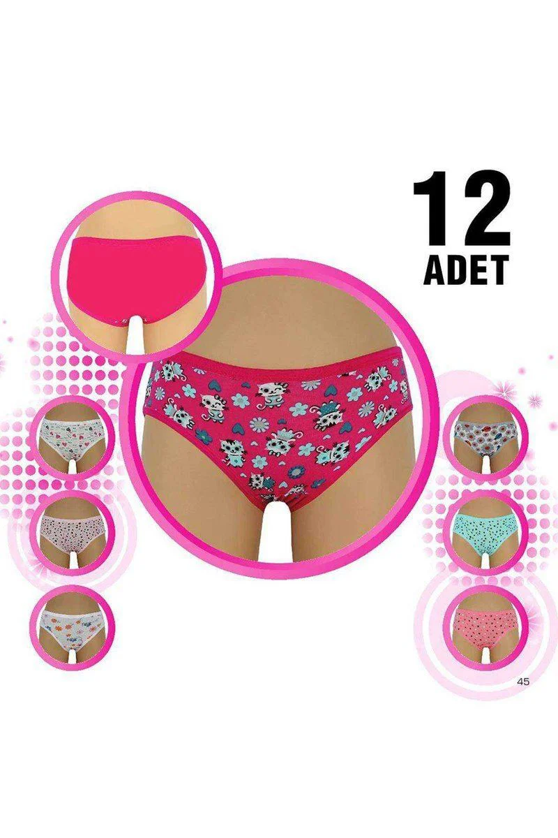 12 Adet Kız Çocuk Desenli Slip Külot - %100 Pamuklu Rahat İç Çamaşırı Fiyatı, Yorumları ve Özellikleri
