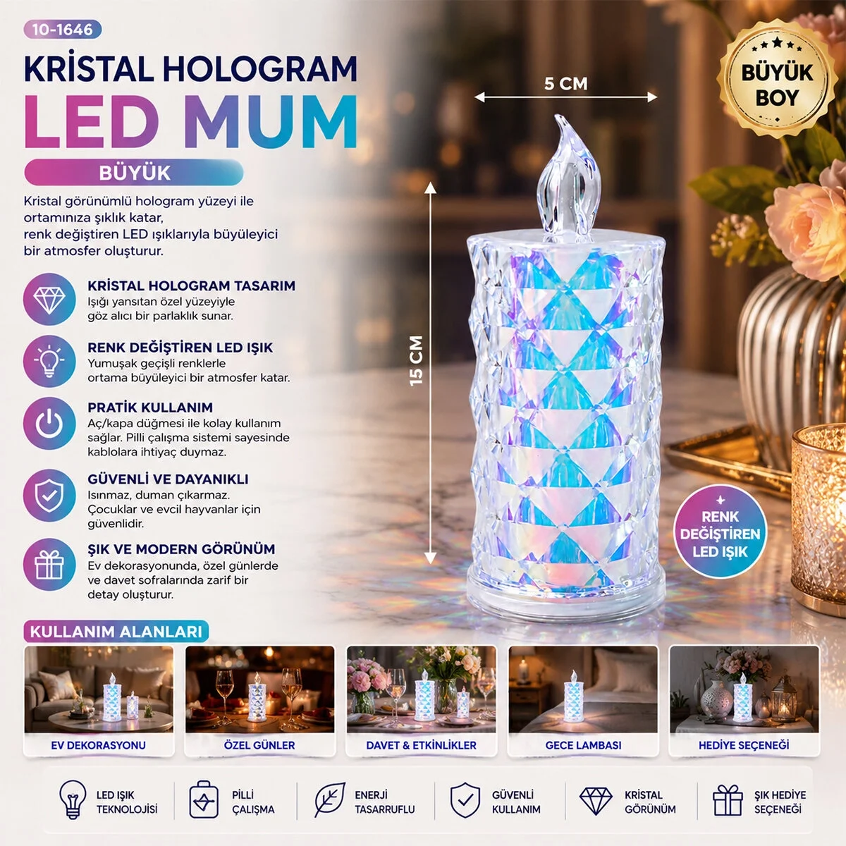 12 Adet Led Candle Kamp Büyük Boy= Çap:5cm - Y: 16cm Pilli Led Mum Mika Kristal Plastik Yakut-13637 Bx40 12 Adet Led Candle Kamp Büyük Boy= Çap:5cm - Y: 16cm Pilli Led Mum Mika Kristal Plastik Yakut-13637 Bx40