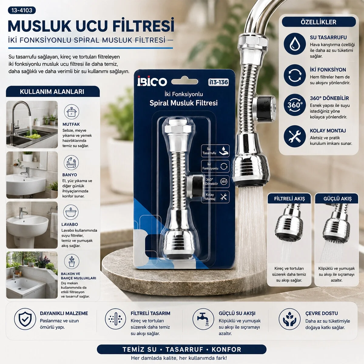 12 Adet Musluk Ucu Filtresi 2 Fonksiyonlu Spiralli Yaylı - 360° Derece Dönebilen Başlık 16-19mm Caşlık Çapı Bx40 12 Adet Musluk Ucu Filtresi 2 Fonksiyonlu Spiralli Yaylı - 360° Derece Dönebilen Başlık 16-19mm Caşlık Çapı Bx40