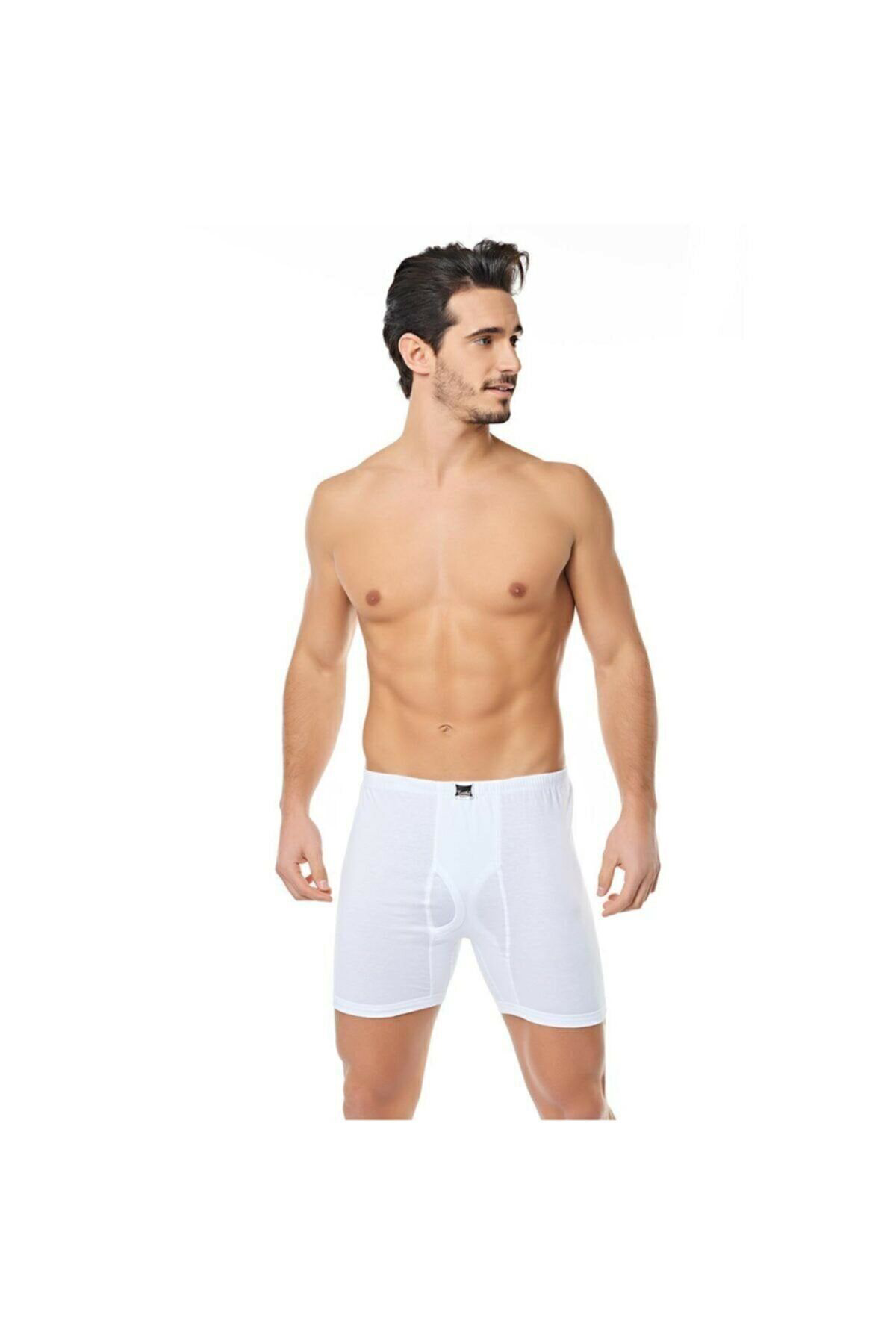 12 Adet Ribana Beyaz Renk Paçalı Boxer