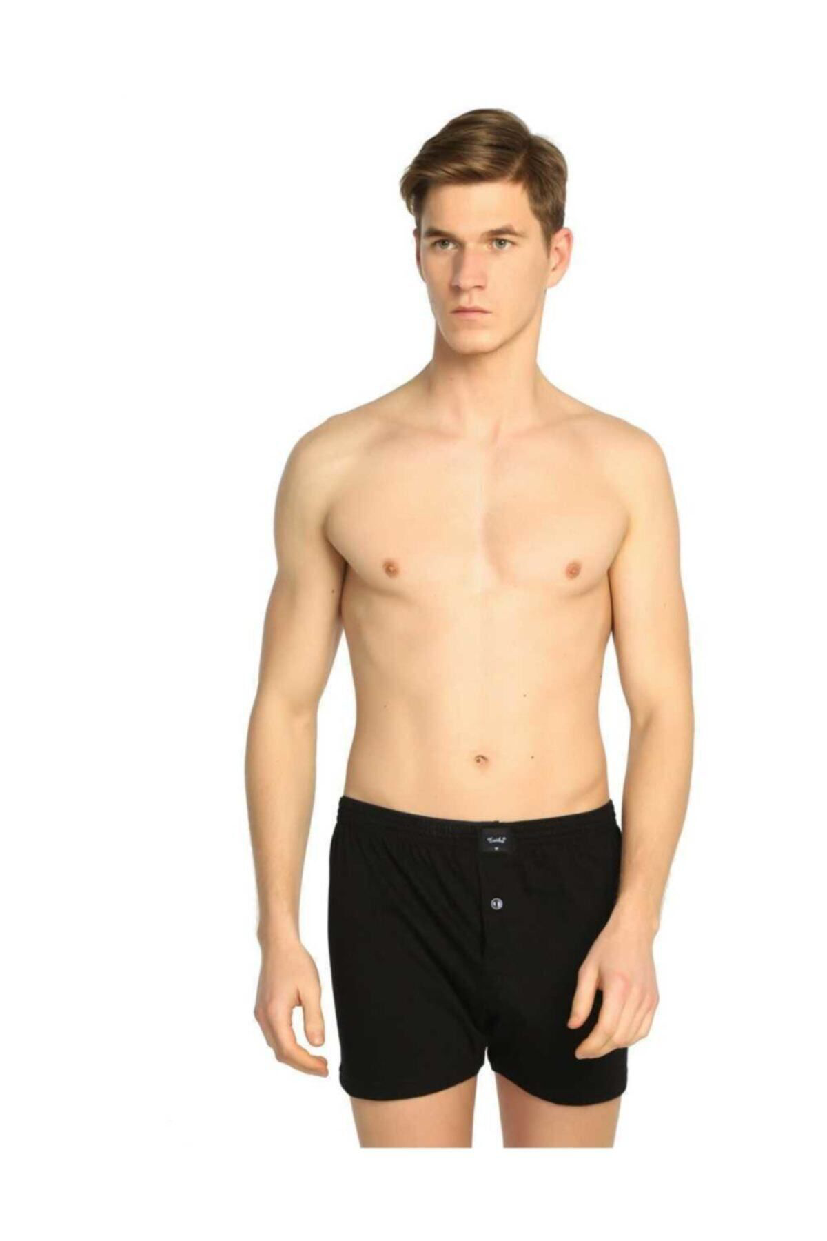 12 Adet Lacivert Renk Düğmeli Penye Boxer