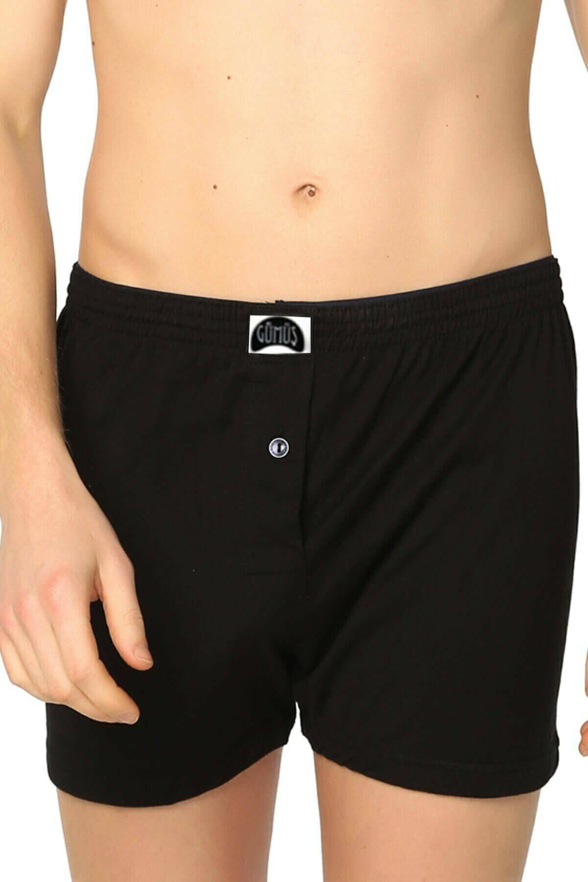 Gümüş 12 Adet Siyah Renk Havlu Bel Boxer