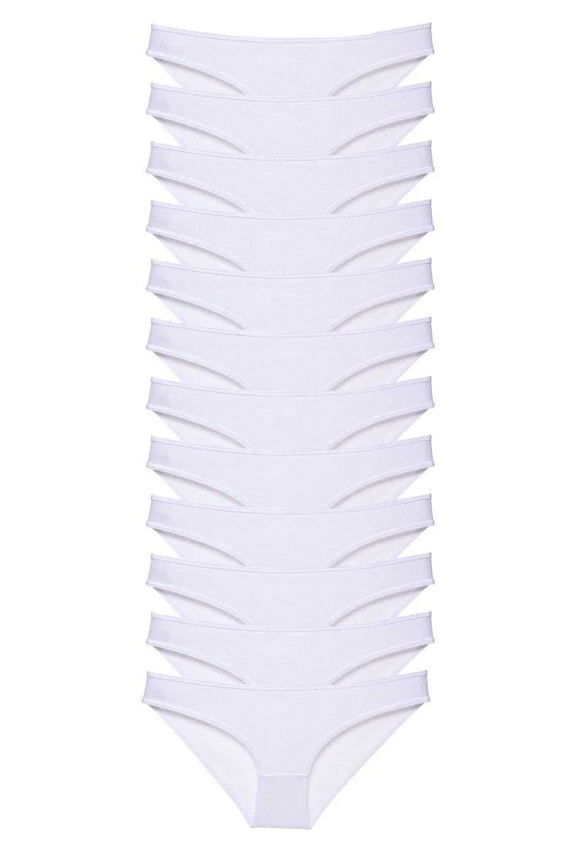 12 Adet Süper Eko Set Likralı Kadın Slip Külot Beyaz - %95 Pamuklu Günlük Külot Seti 12 Adet Süper Eko Set Likralı Kadın Slip Külot Beyaz - %95 Pamuklu Günlük Külot Seti