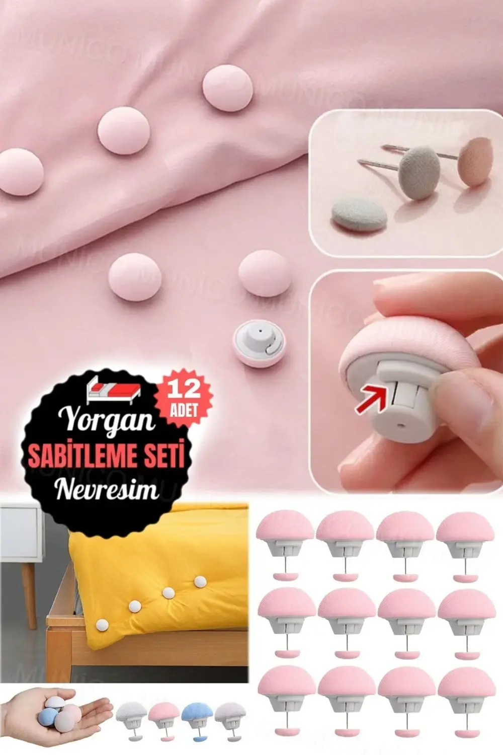 12 Adet Yatağınızı Düzenlemenin Şık Yolu Yorgan Düğmesi Çarşaf Sa