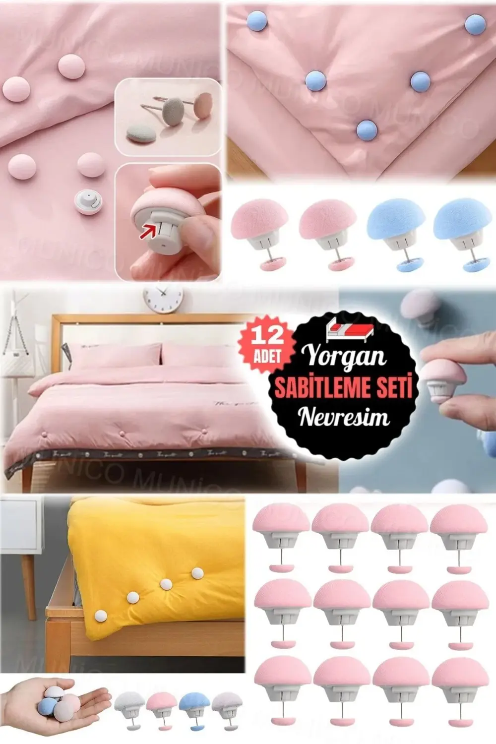 12 Adet Yatağınızı Düzenlemenin Şık Yolu Yorgan Düğmesi Çarşaf Sa