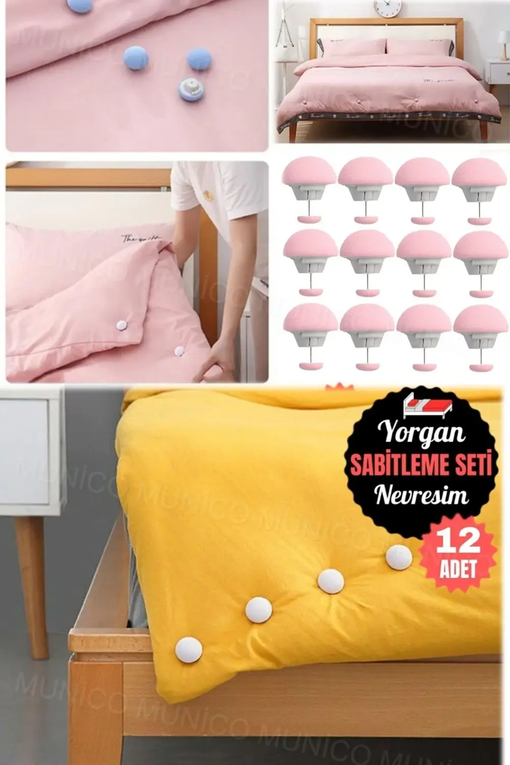 12 Adet Yatağınızı Düzenlemenin Şık Yolu Yorgan Düğmesi Çarşaf Sa
