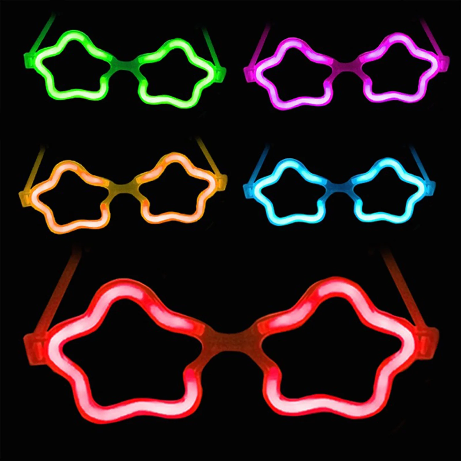 12 Adet Yıldız Glow Gözlük – Parti ve Festival Aksesuarı