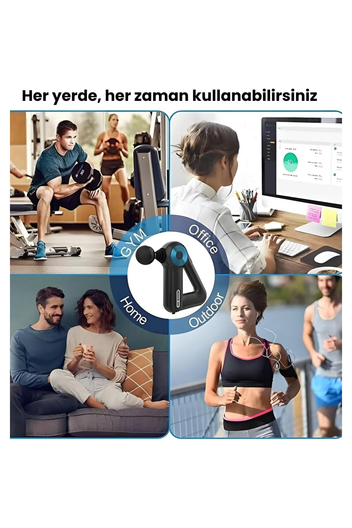 12 Başlıklı Profesyonel Masaj Tabancası – 6 Seviye Derin Doku Mas