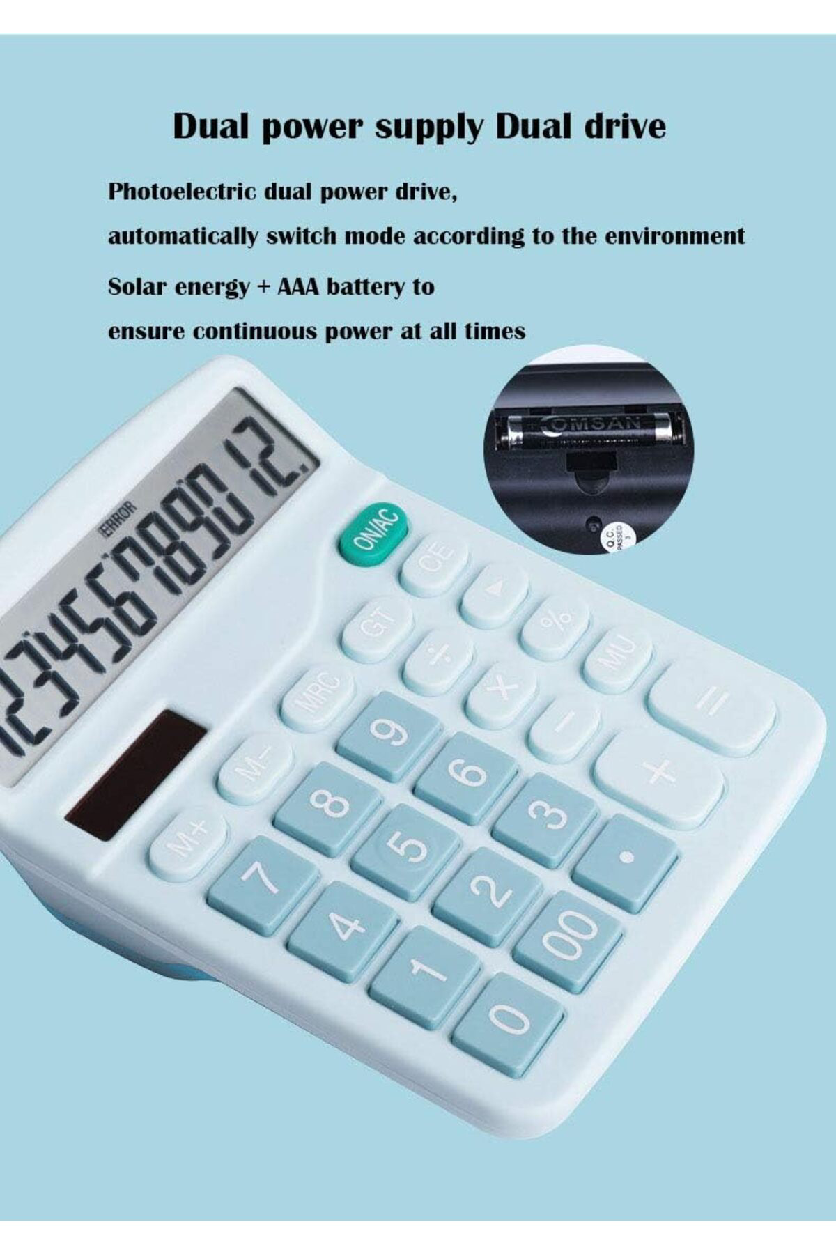 12-bit Güneş Enerjili Standart İşlevli Elektronik Hesap Makinesi 