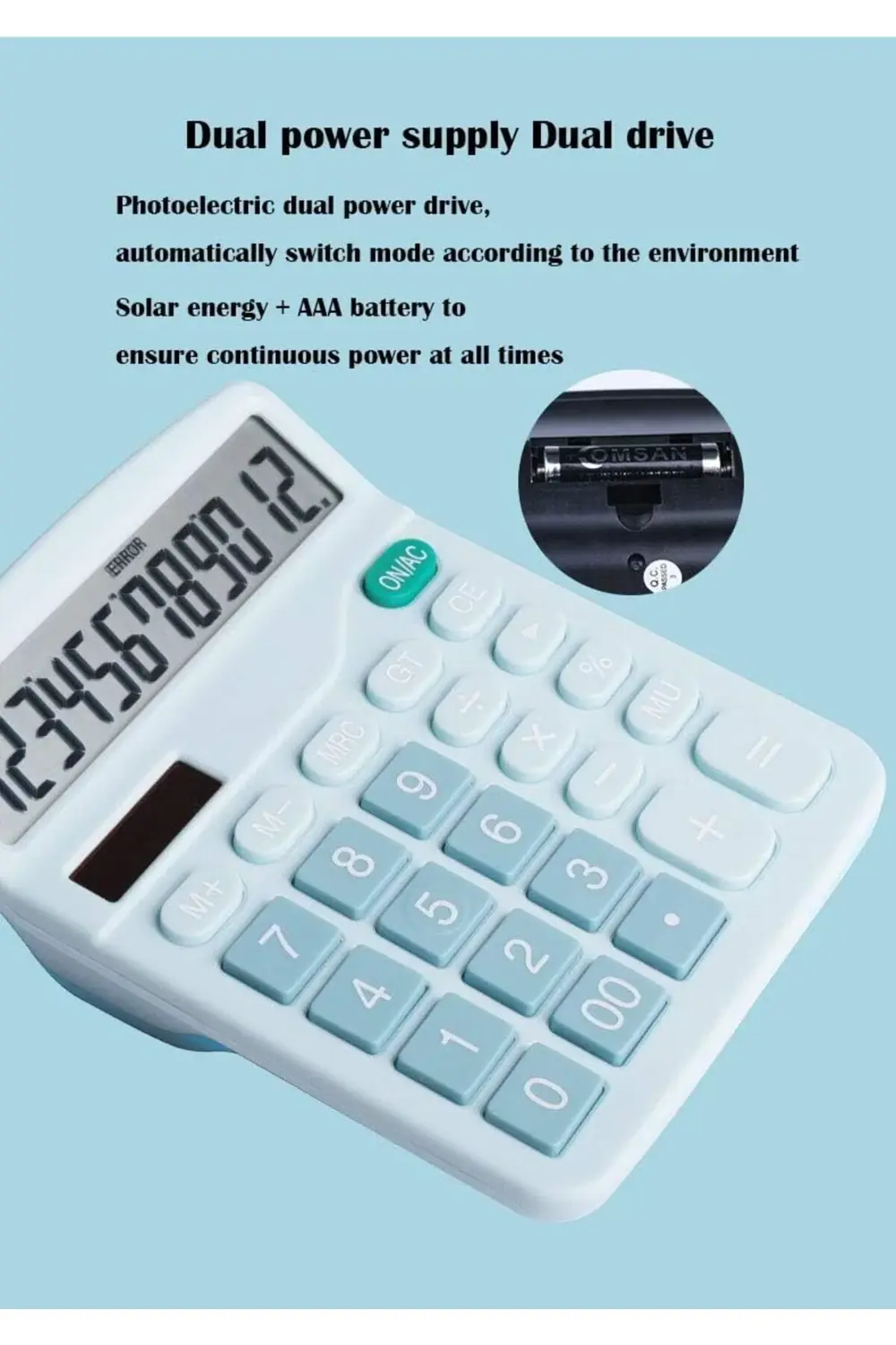 12-bit Güneş Enerjili Standart İşlevli Elektronik Hesap Makinesi