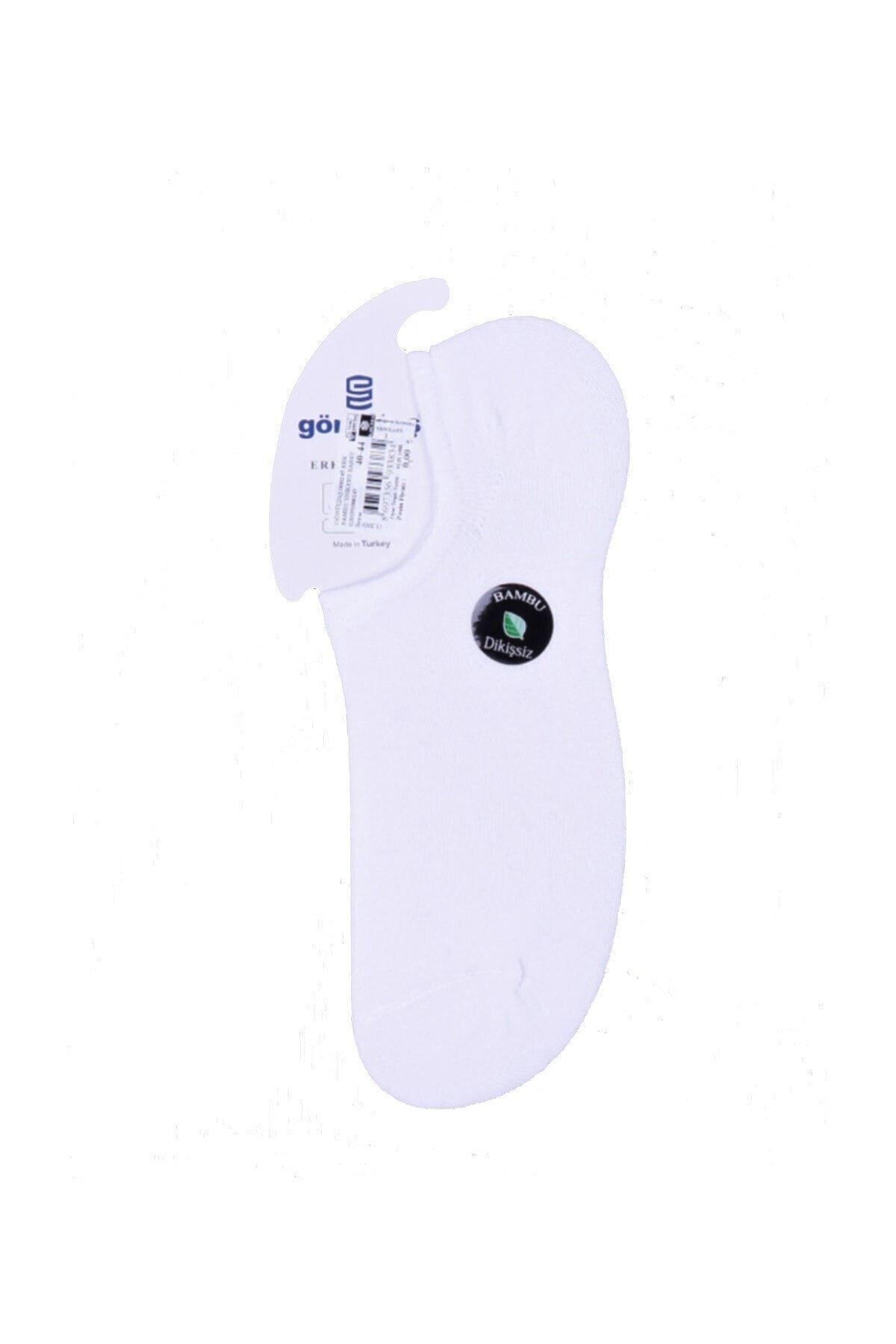 12 Çift Beyaz Renk Bambu Dikişsiz Görünmez Sneaker Çorap