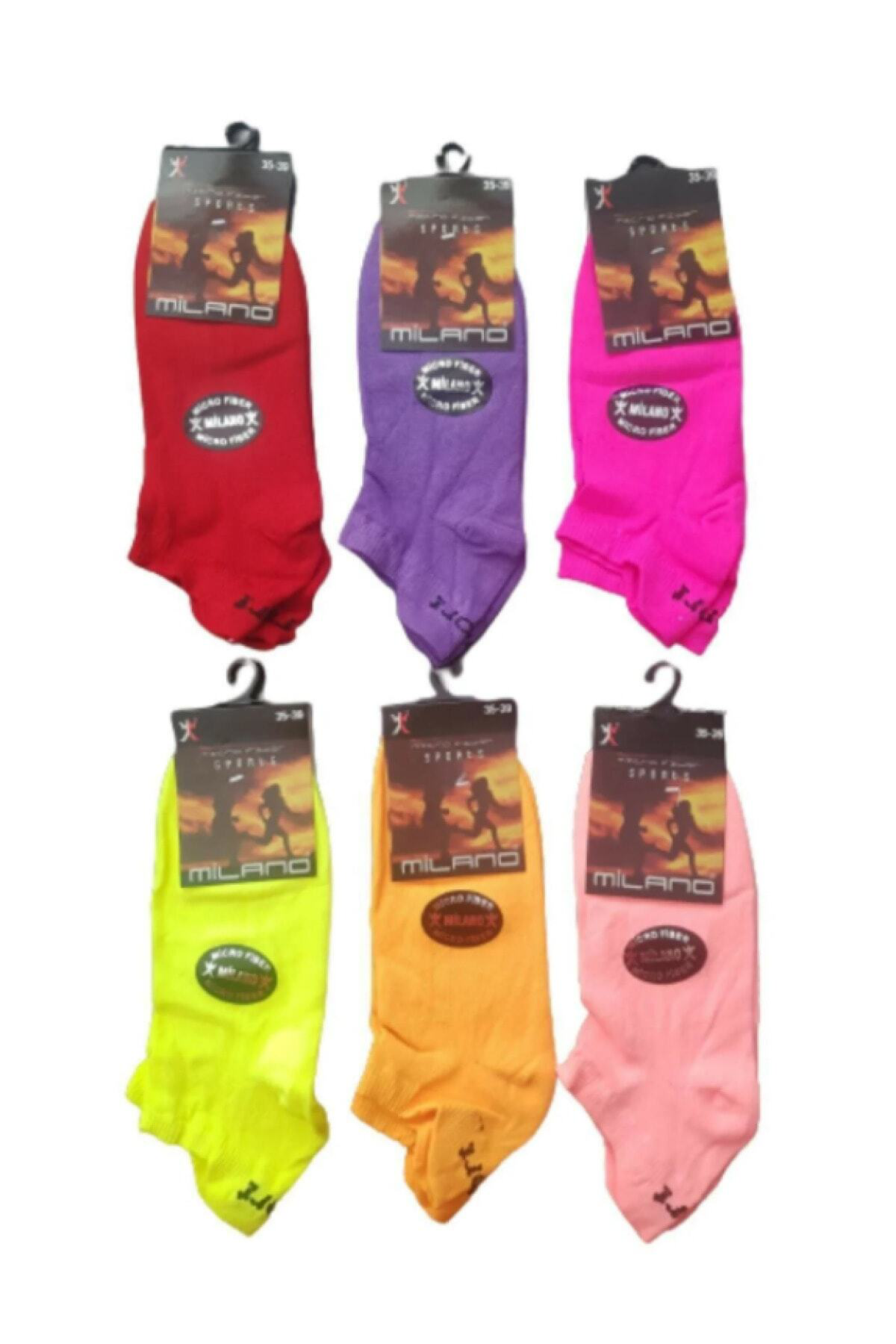 12 Çift Çok Renkli Patik Çorap