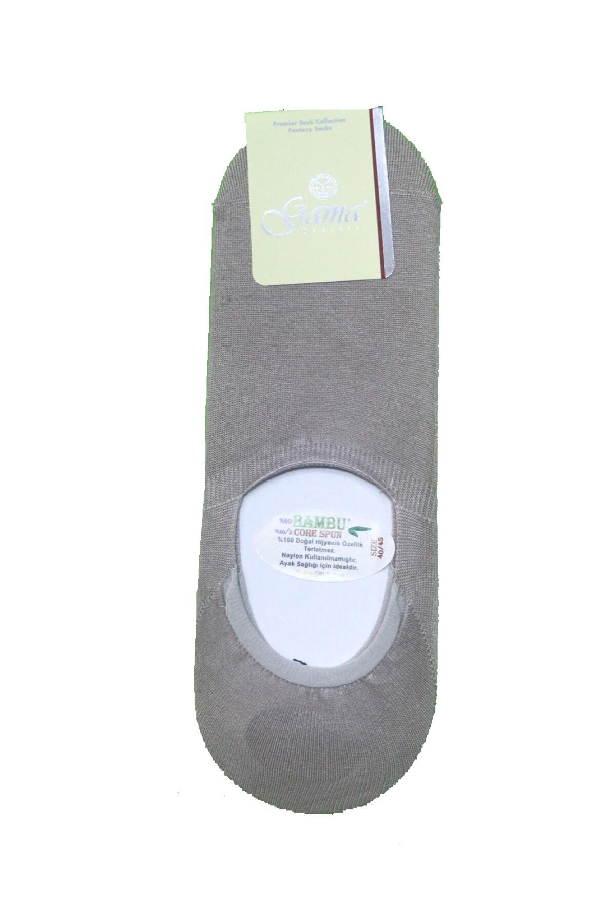 12 Çift Gri Renk Slikonlu Dikişsiz Bambu Babet Çorap