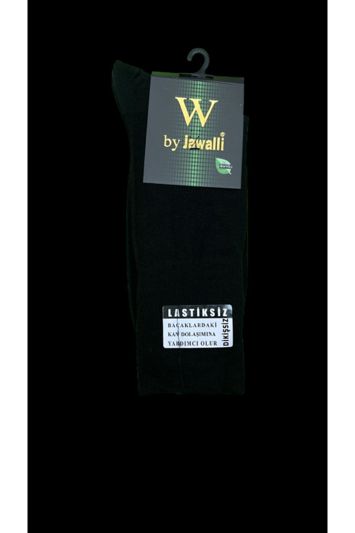By Jawalli 12 Çift Siyah Renk Dikişsiz Bambu Diyabetik Çorap