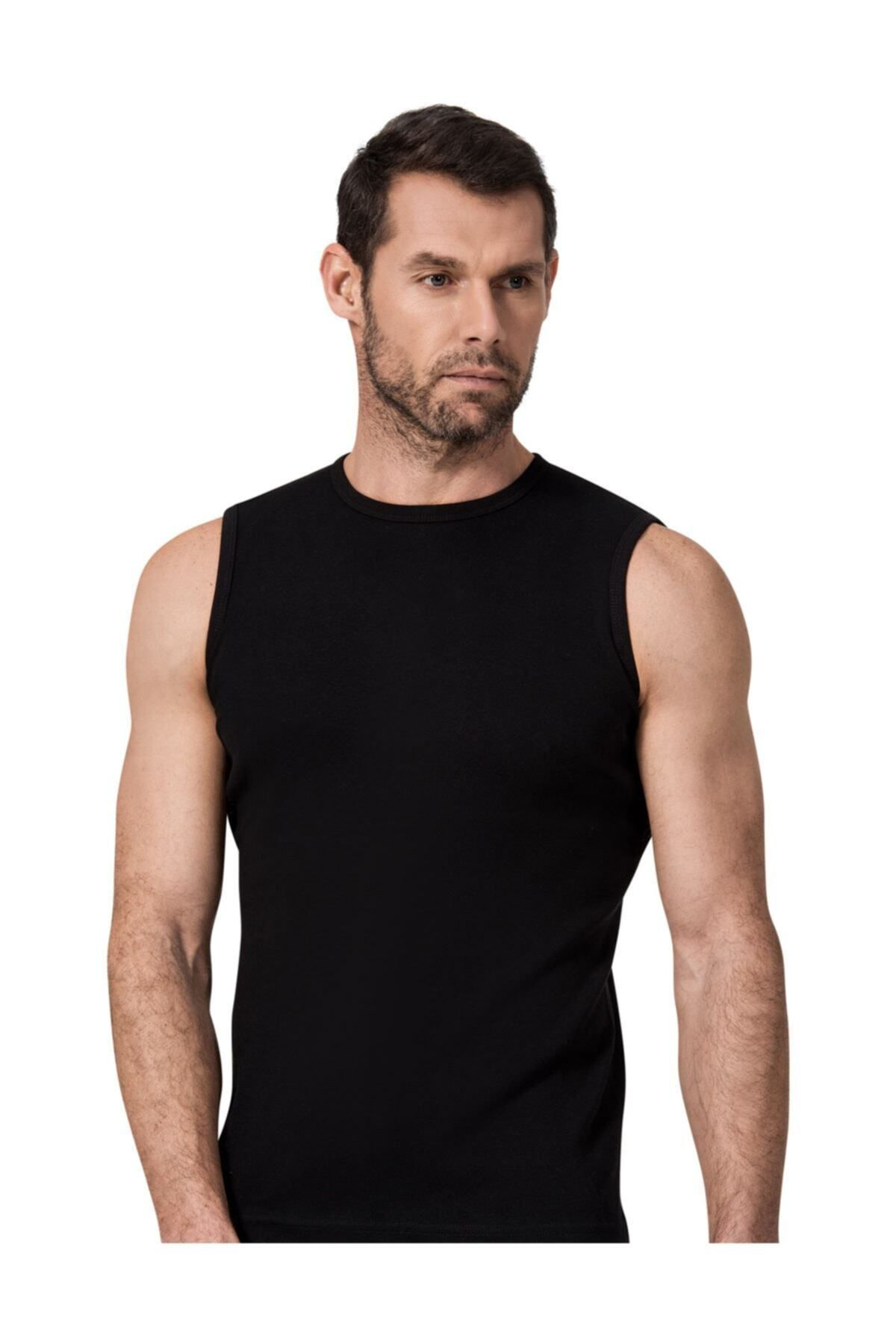 12 Çift Siyah Renk Namaldi Ribana Bisiklet Yaka Kolsuz Badi