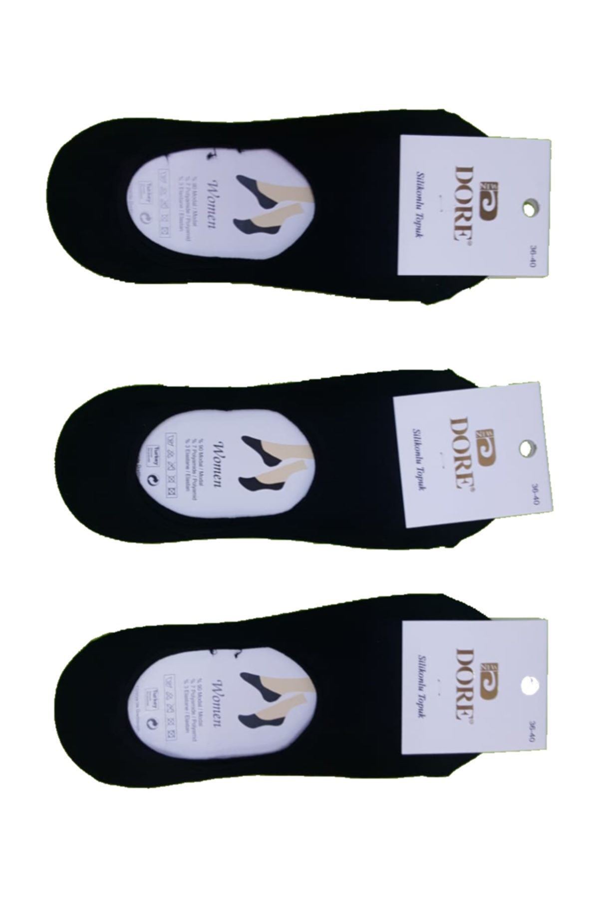 12 Çift Slikonlu Topuk Babet Çorap