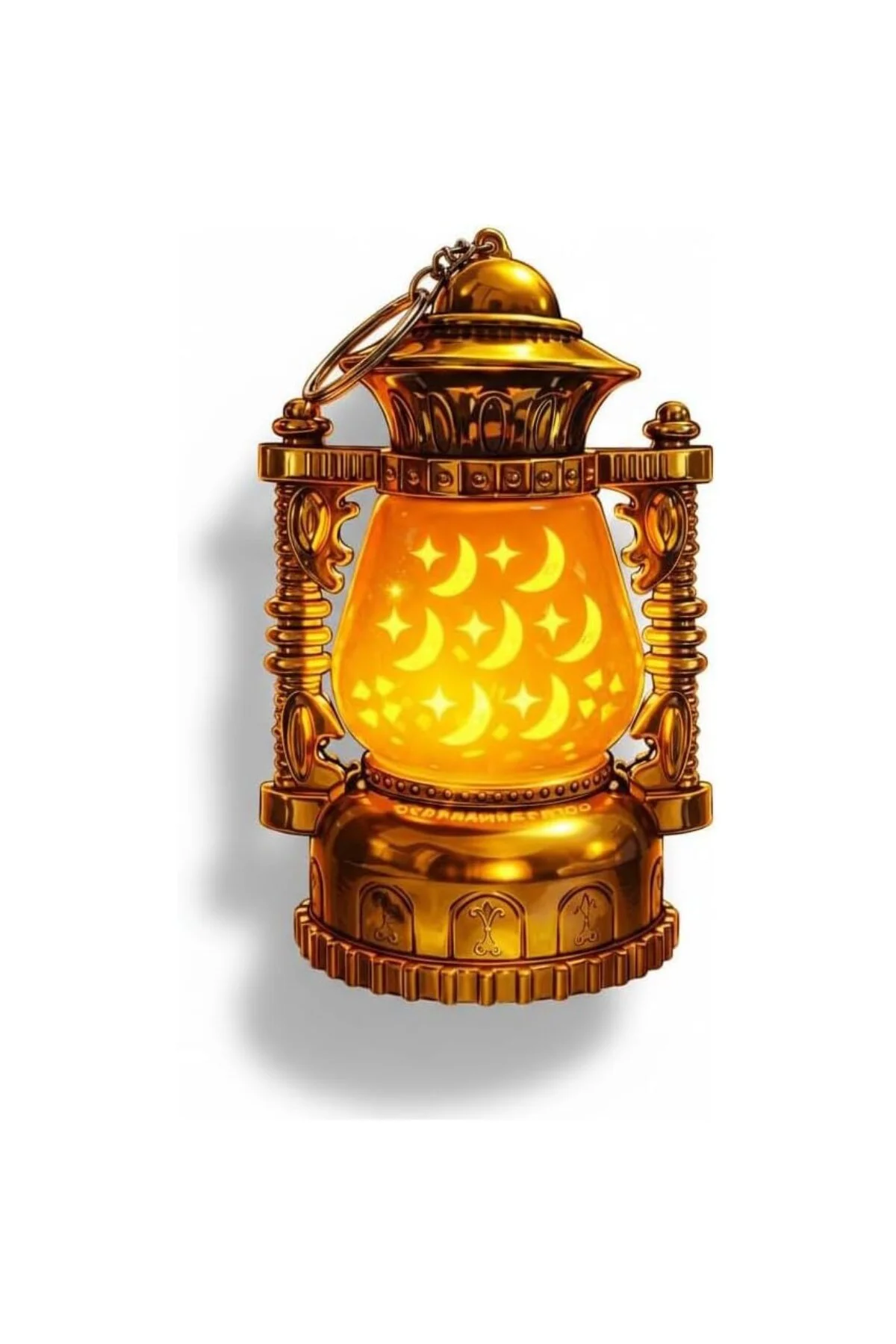 12 Cm x 8 Cm Pille Çalışan Hilal Ay ve Yıldız Desenli Altın Renkli Lamba Led Sarı I