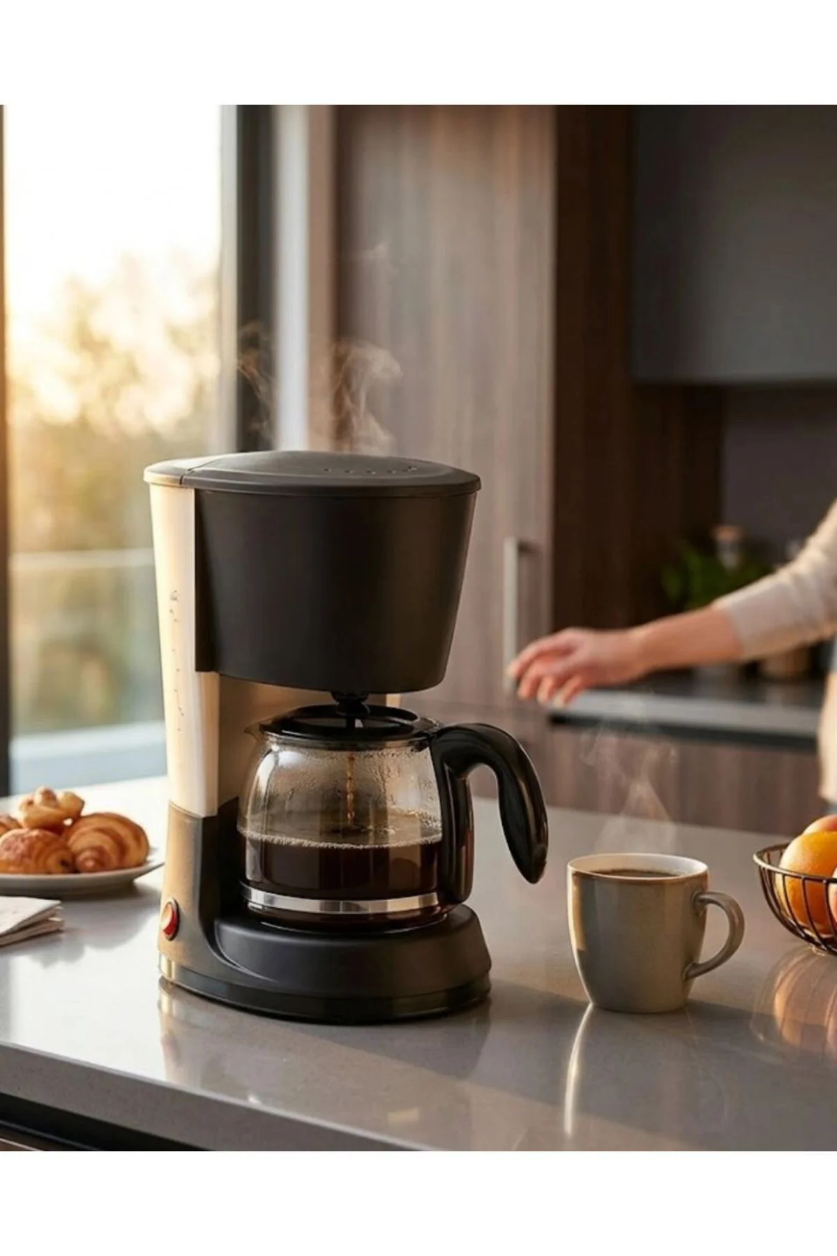 12 Fincan Filtre Kahve Makinesi 1.2 Litre Damlatmaz Sistem Kahve 