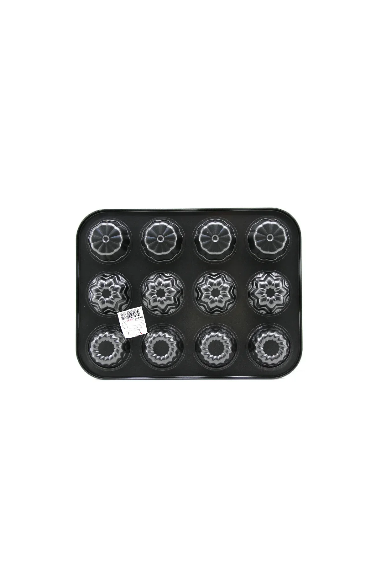 12 Gözlü Metal Muffin Kek Kalıbı - Siyah 12 Gözlü Metal Muffin Kek Kalıbı - Siyah